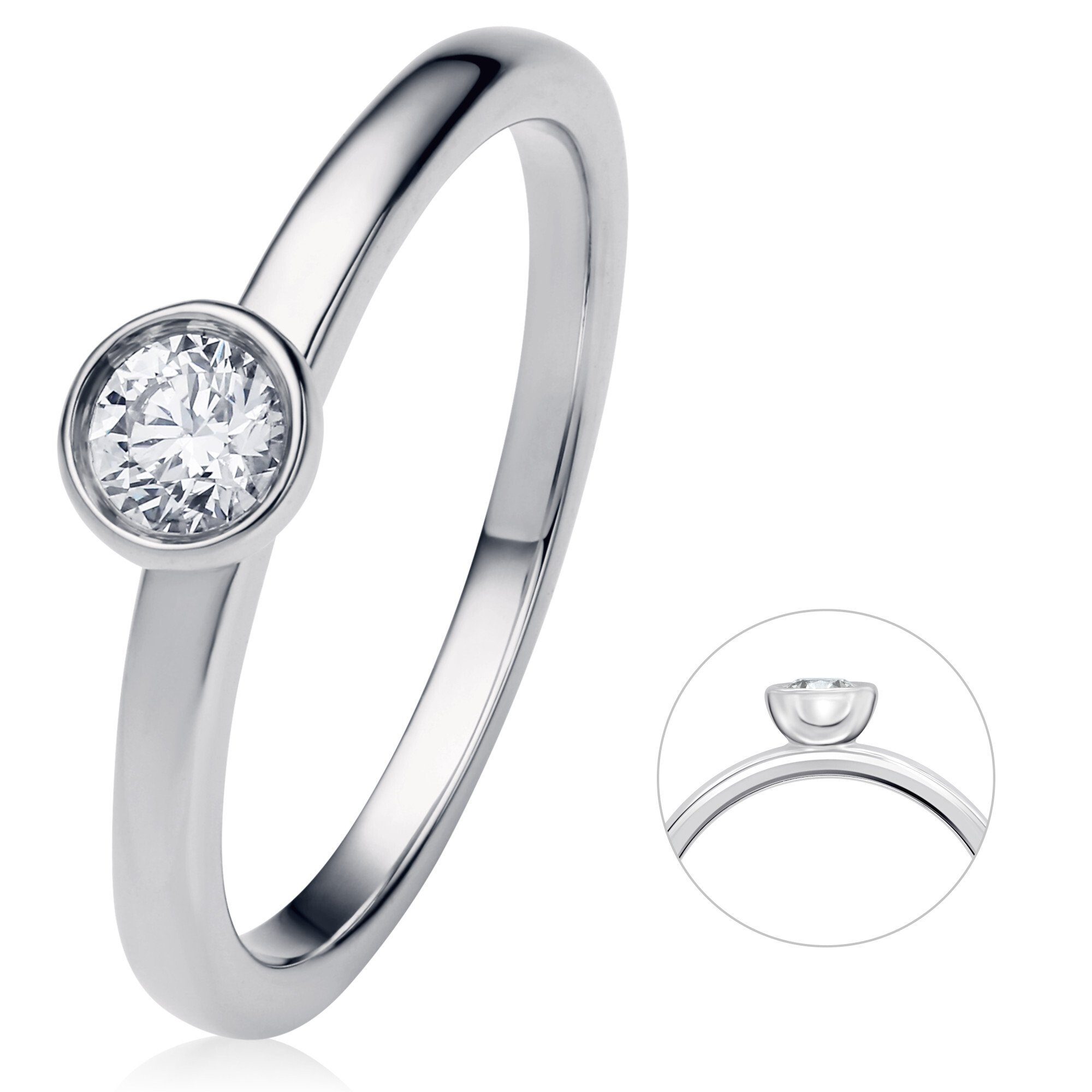 ONE ELEMENT Diamantring 0.25 ct Diamant Brillant Zarge Ring aus 750 Weißgold, Damen Gold Schmuck Zarge