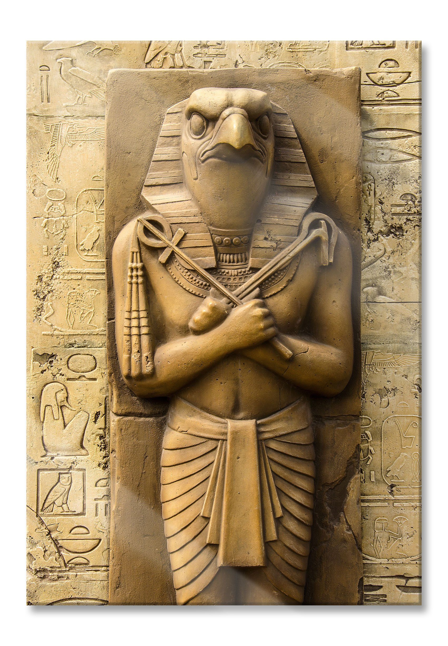 Pixxprint Gott St), inkl. Echtglas, Horus Glasbild Aufhängungen und Abstandshalter (1 Ägyptischer aus Gott Ägyptischer Horus, Glasbild