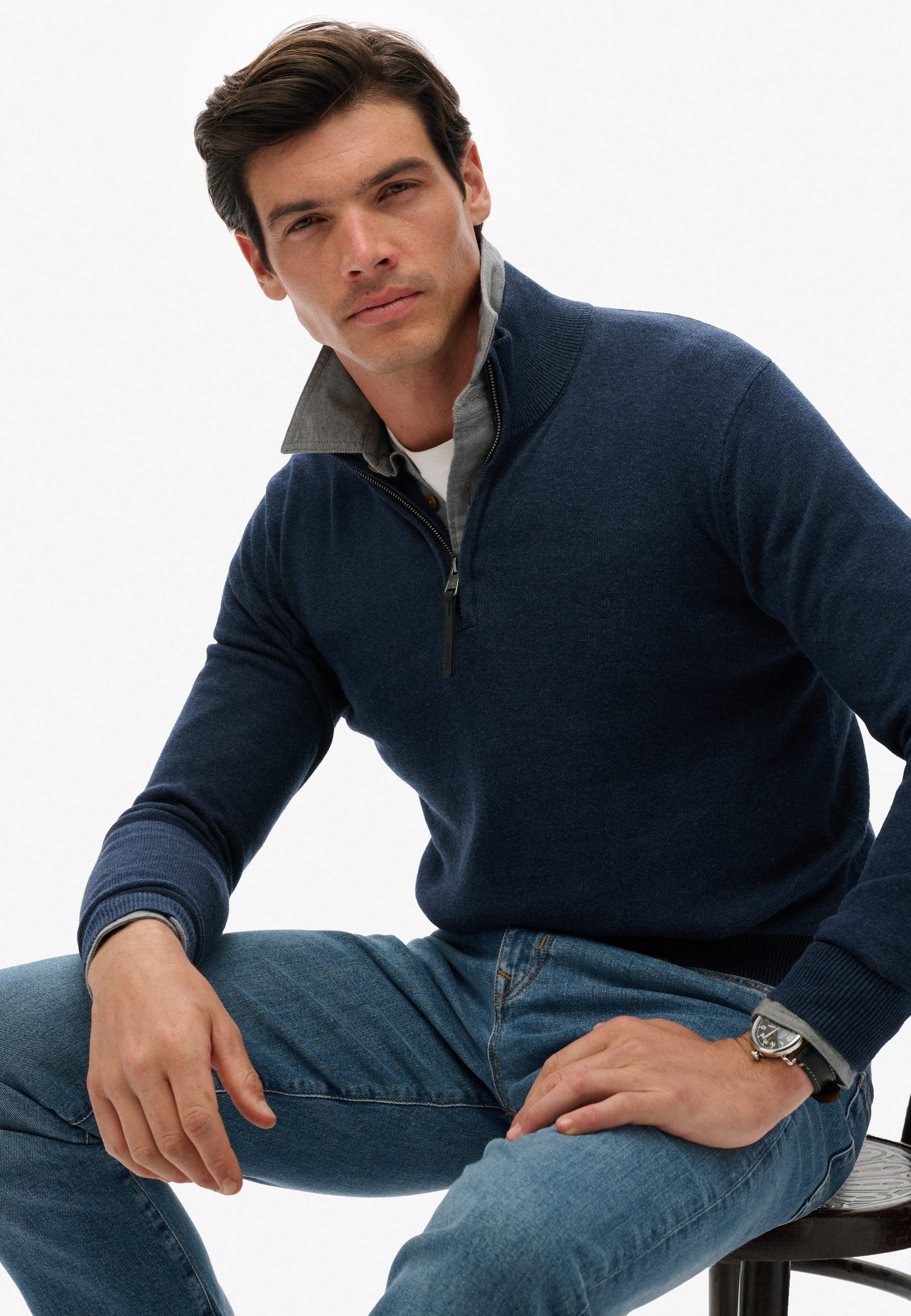 Superdry Strickpullover ESSENTIALS COTTON HALF ZIP günstig online kaufen