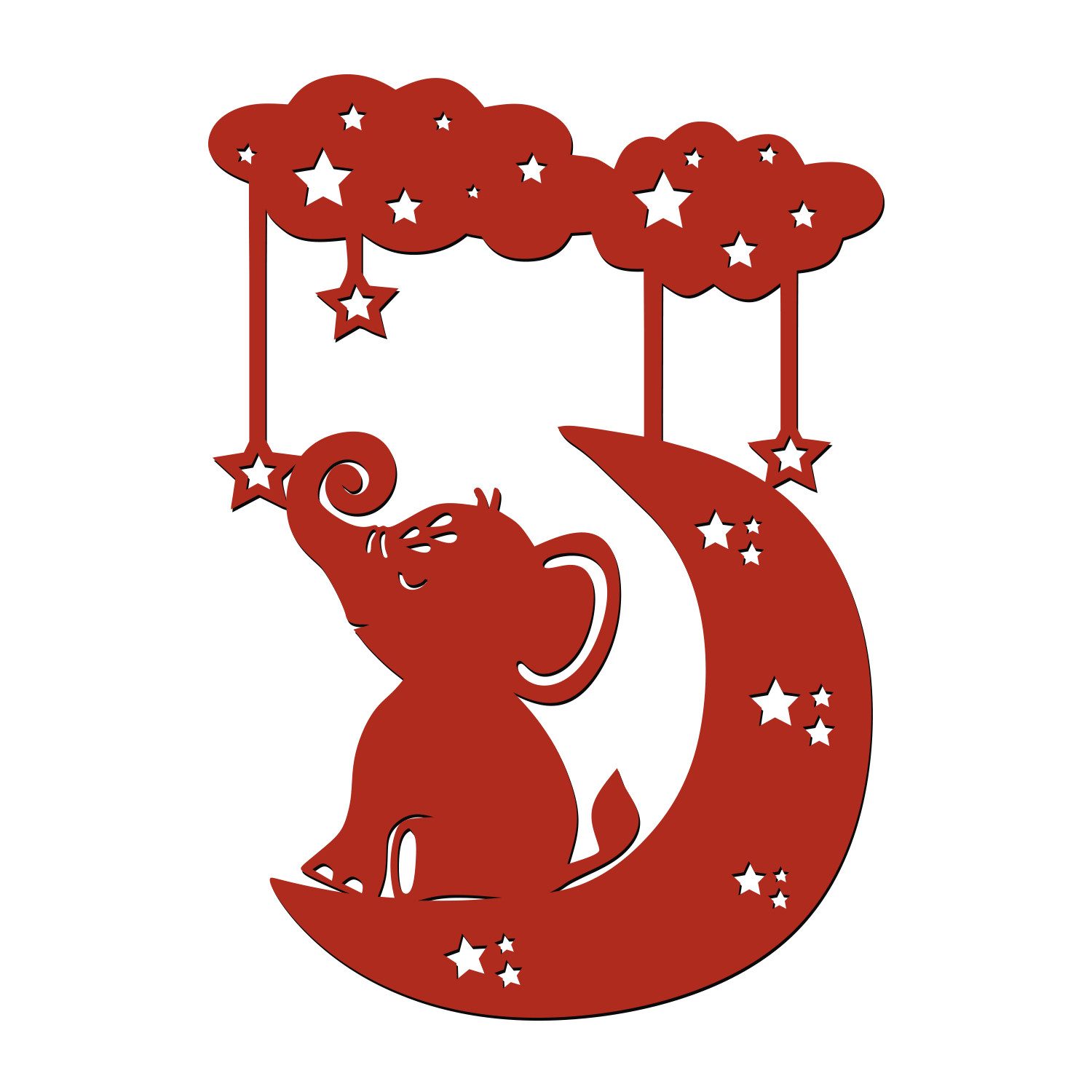 Namofactur LED Nachtlicht Elefant auf Wolke im Sternenhimmel - Schlaflicht mit Elefanten Motiv, Ohne Zugschalter, LED fest integriert, Warmweiß, Wanddekoobjekt Kinderzimmer Leuchte batteriebetrieben