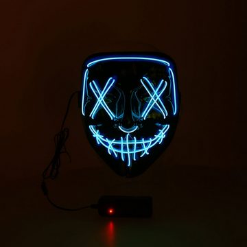 CEPEWA Verkleidungsmaske LED Hallowen Maske Lichteffekte blau 18x20x9cm 2xAA Batterie