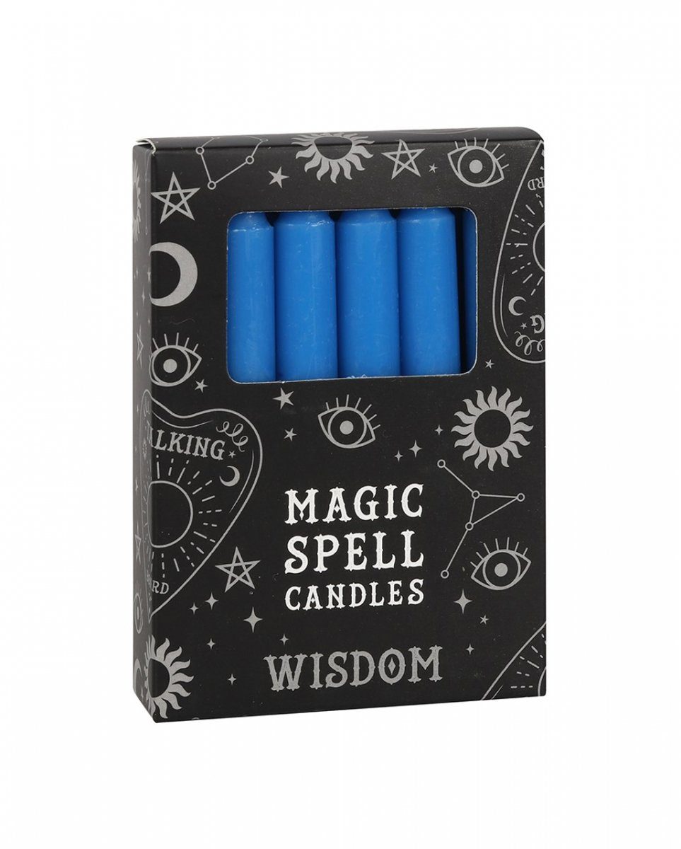 Horror-Shop Kerzenständer Blue Zauberkerzen für ";Weisheit"; 12 St