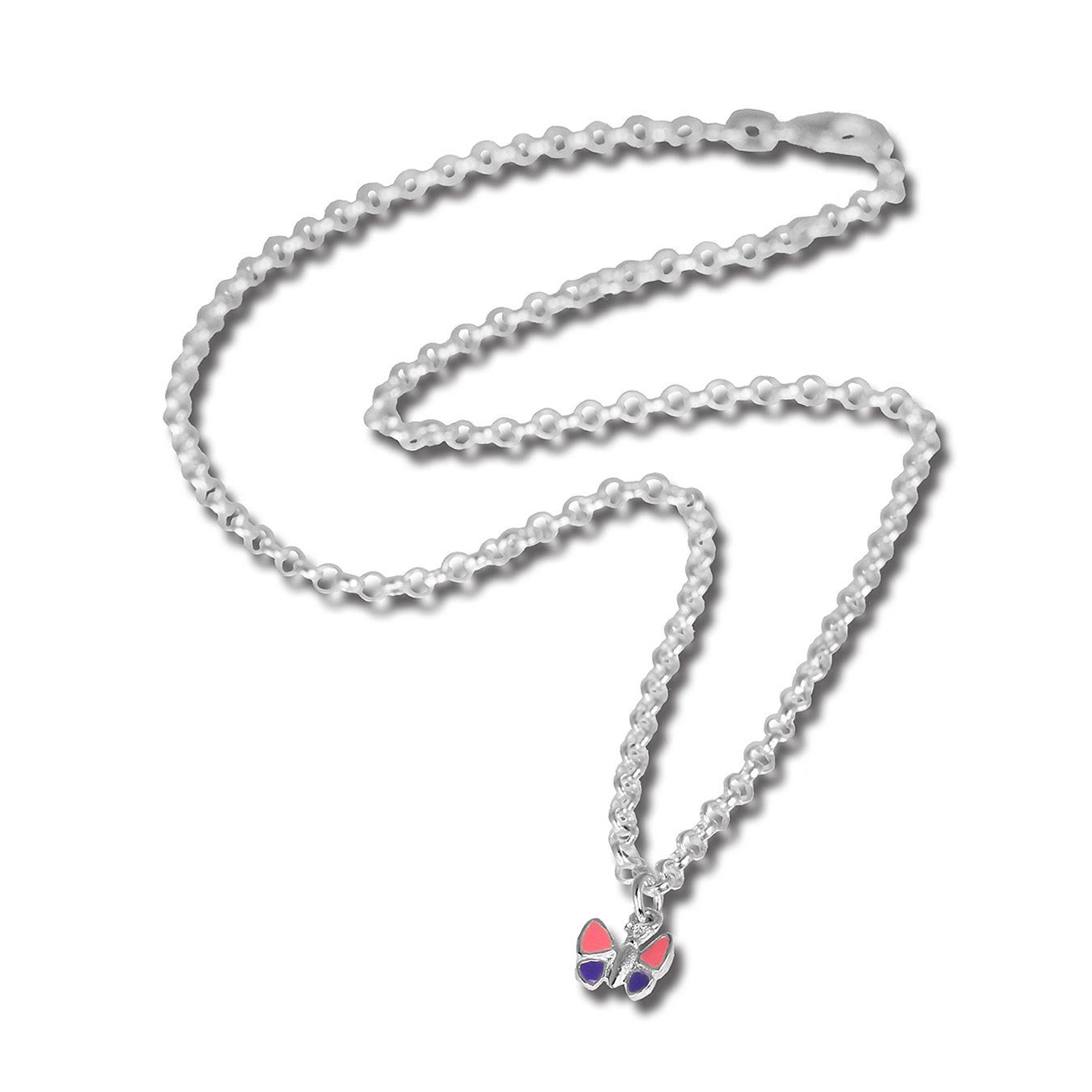 Teenie-Weenie Kette mit Anhänger Teenie-Weenie Schmetterling Halskette (Halskette), Kinder Halskette (Schmetterling) ca. 38cm, 925 Sterling Silber, Farbe: