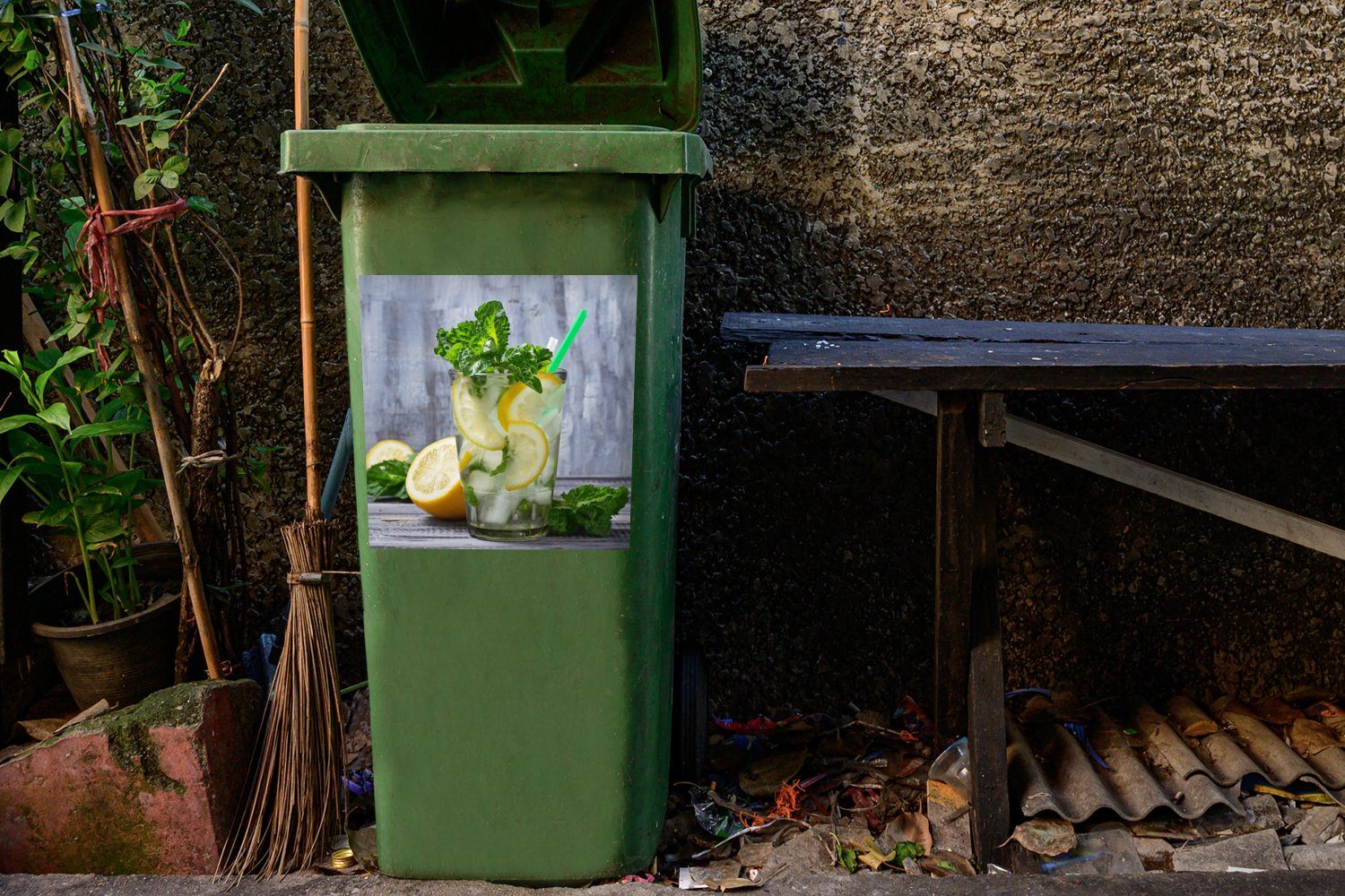 - - Früchte Kräuter (1 MuchoWow Mülleimer-aufkleber, Sticker, Wandsticker St), Cocktail Container, Abfalbehälter Mülltonne,