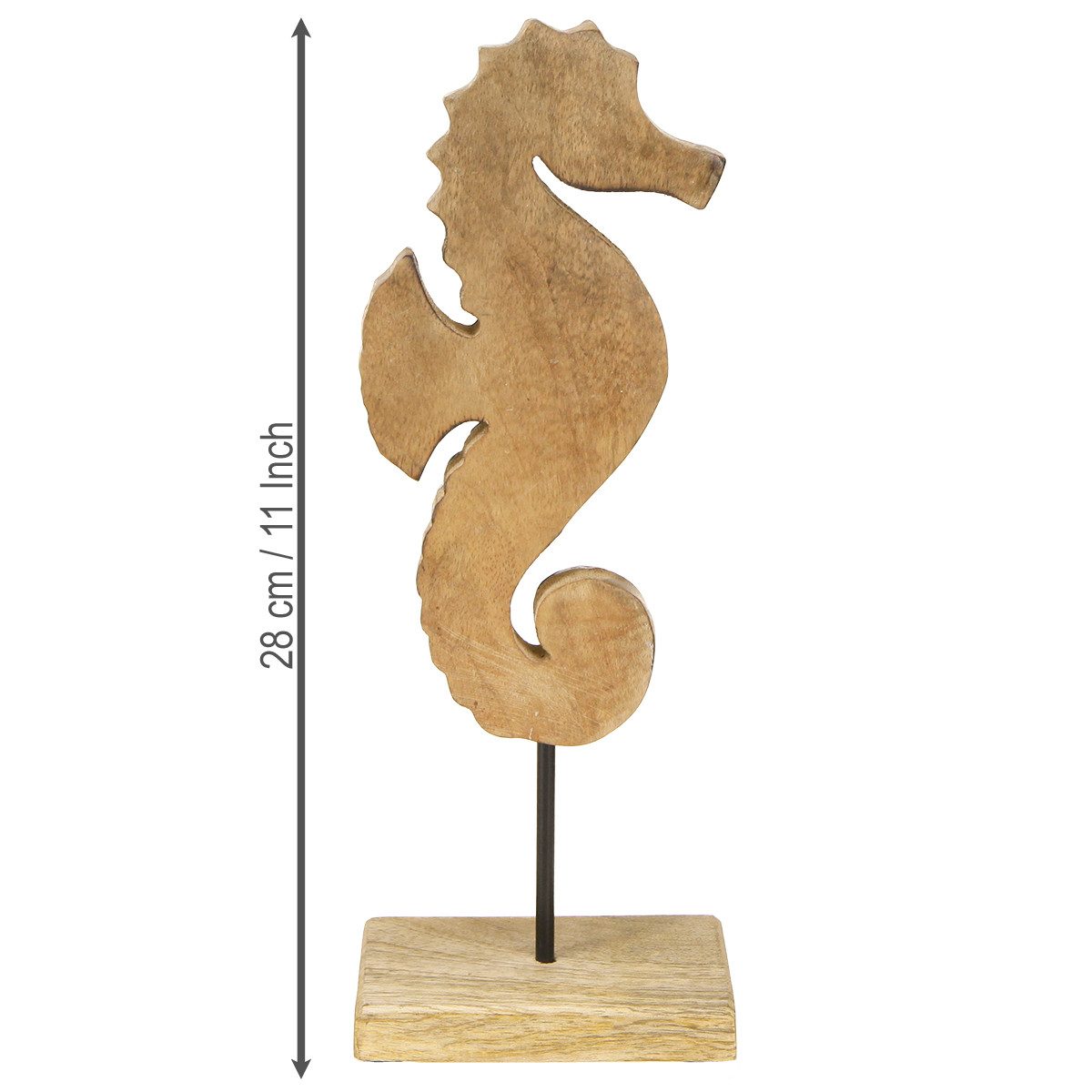 DIJK Dekofigur Deko Seepferdchen Holz Blau 28cm Maritim Tischdeko Natur – Bild 4 von 4