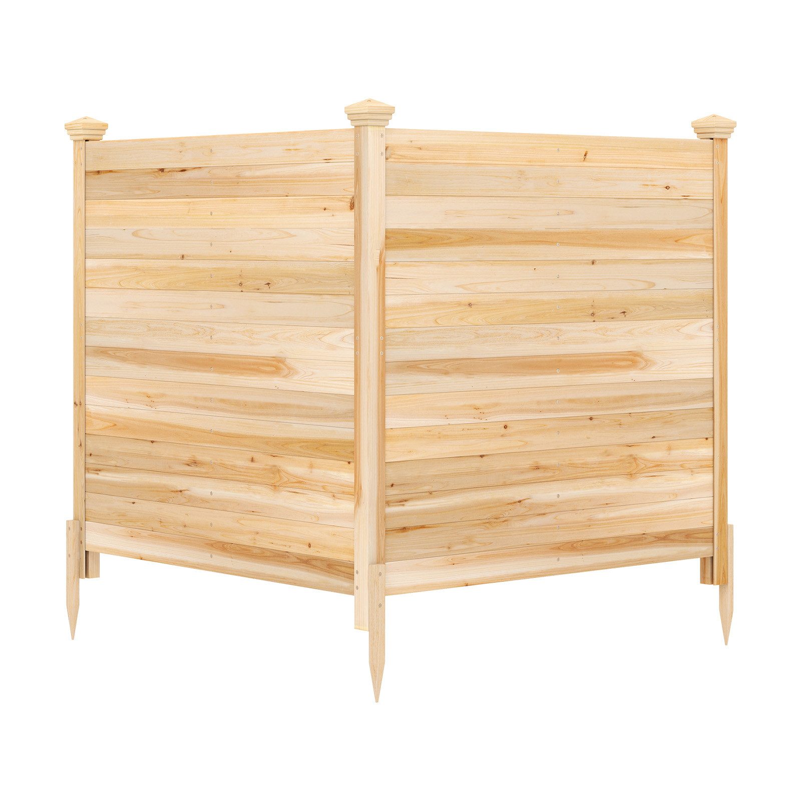 COSTWAY Gartenzaun, (2-St), dekorativer Sichtschutzzaun, Zaun mit 3 Pfosten