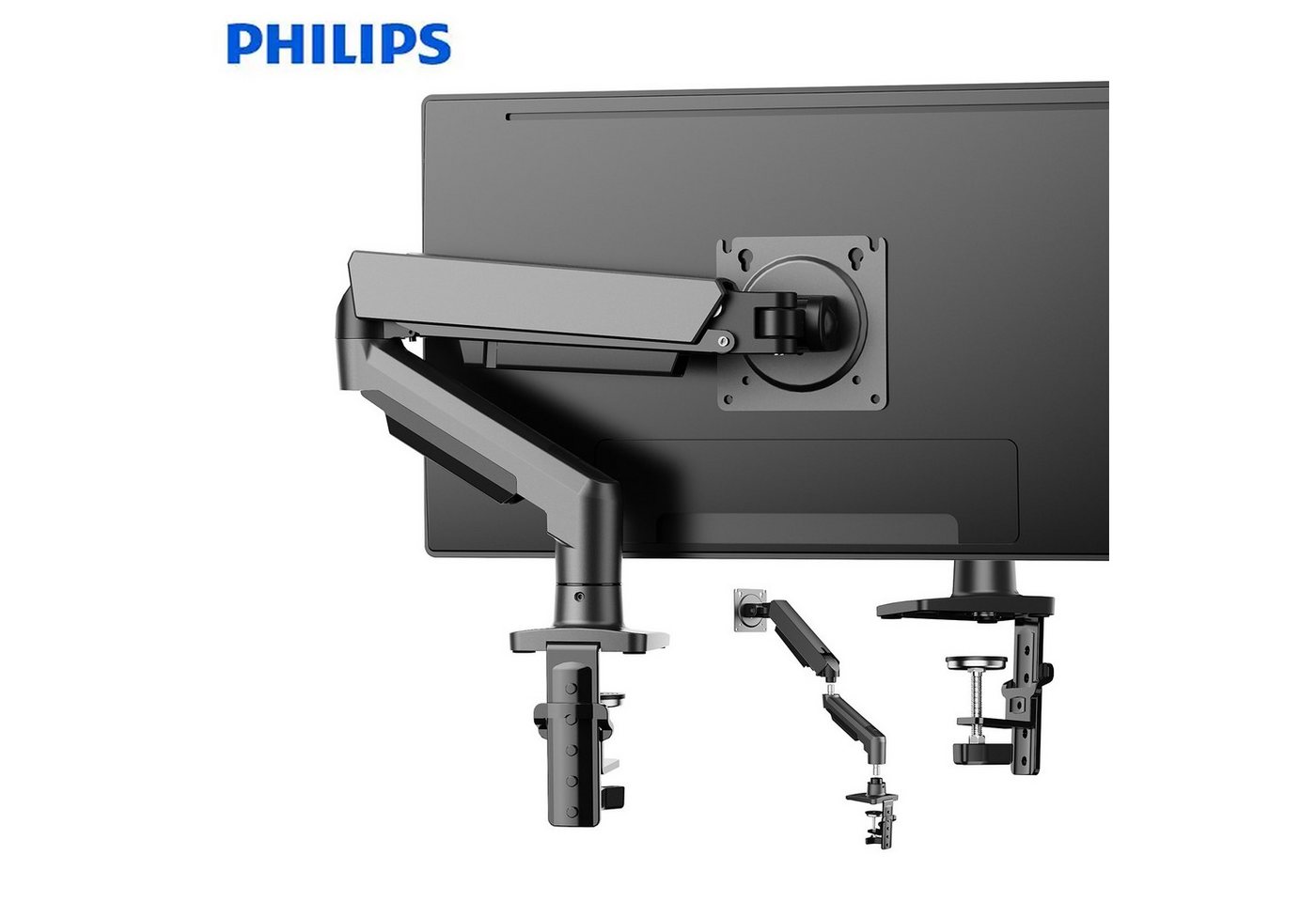 Philips Monitor-Halterung 17-32 Zoll, bis 9 kg, VESA 75x75-100x100, SPT7218, (bis 32 Zoll, Packung, SPT7218, neigbar,schwenkbar,drehbar,Gasdruckfeder,Kabelmanagement)
