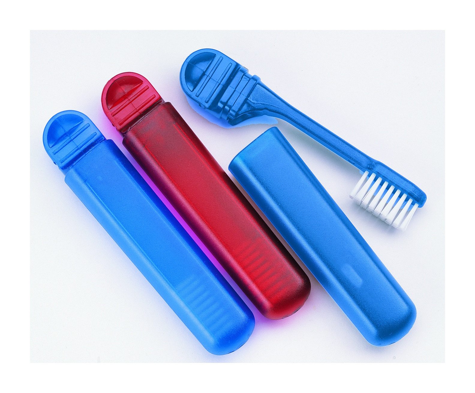Best Offer Zahnbürste 2x Reisezahnbürste mit Etui / Farbe: je 1x blau und rot von Best Offer