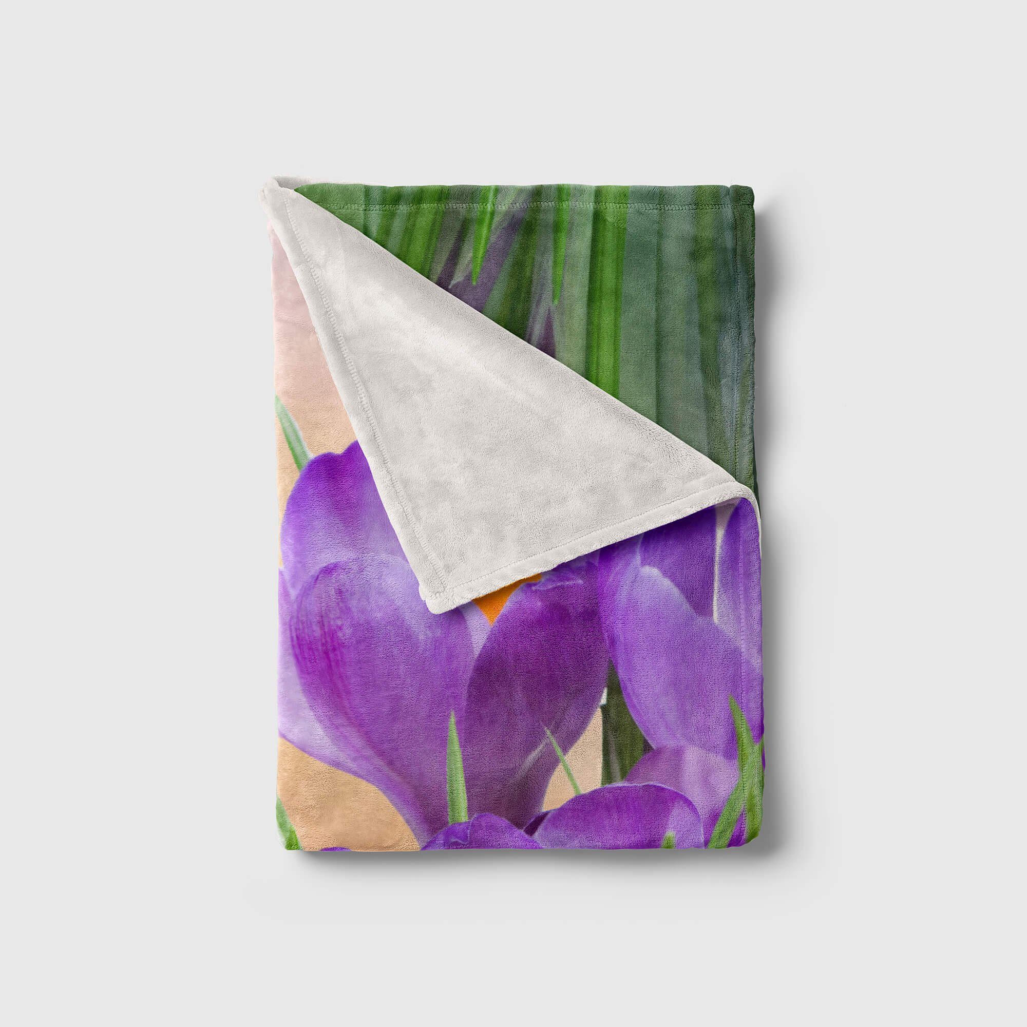 Sinus Art Handtücher (1-St), Blumen Zinnie Kuscheldecke Strandhandtuch Saunatuch Handtuch Baumwolle-Polyester-Mix Fotomotiv Handtuch Blau, mit
