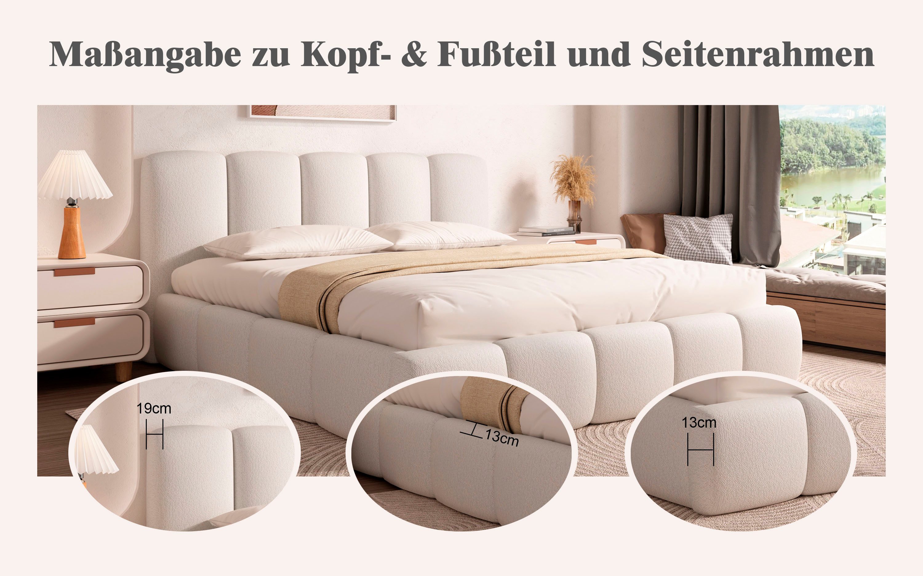 Home affaire Polsterbett MERLINDA in der Breite 180cm, inkl. Lattenrost und Bettkasten, gepolstertes Kopfteil und Rahmen, Bezug im Chenillecharakter