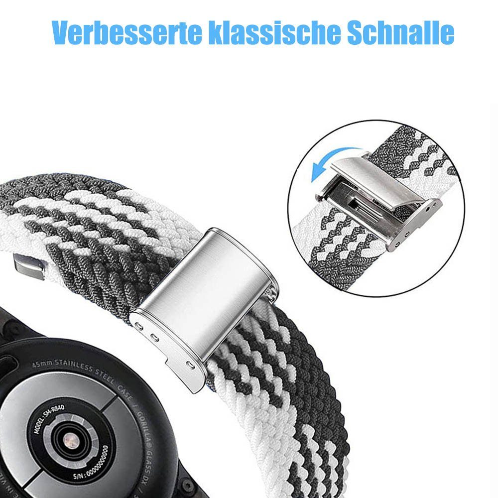 Ersatzarmband Weiß verstellbar, Sunicol 20mm/ mit und Schließe Uhrenarmband Nylon 22mm, Grau geflochten,