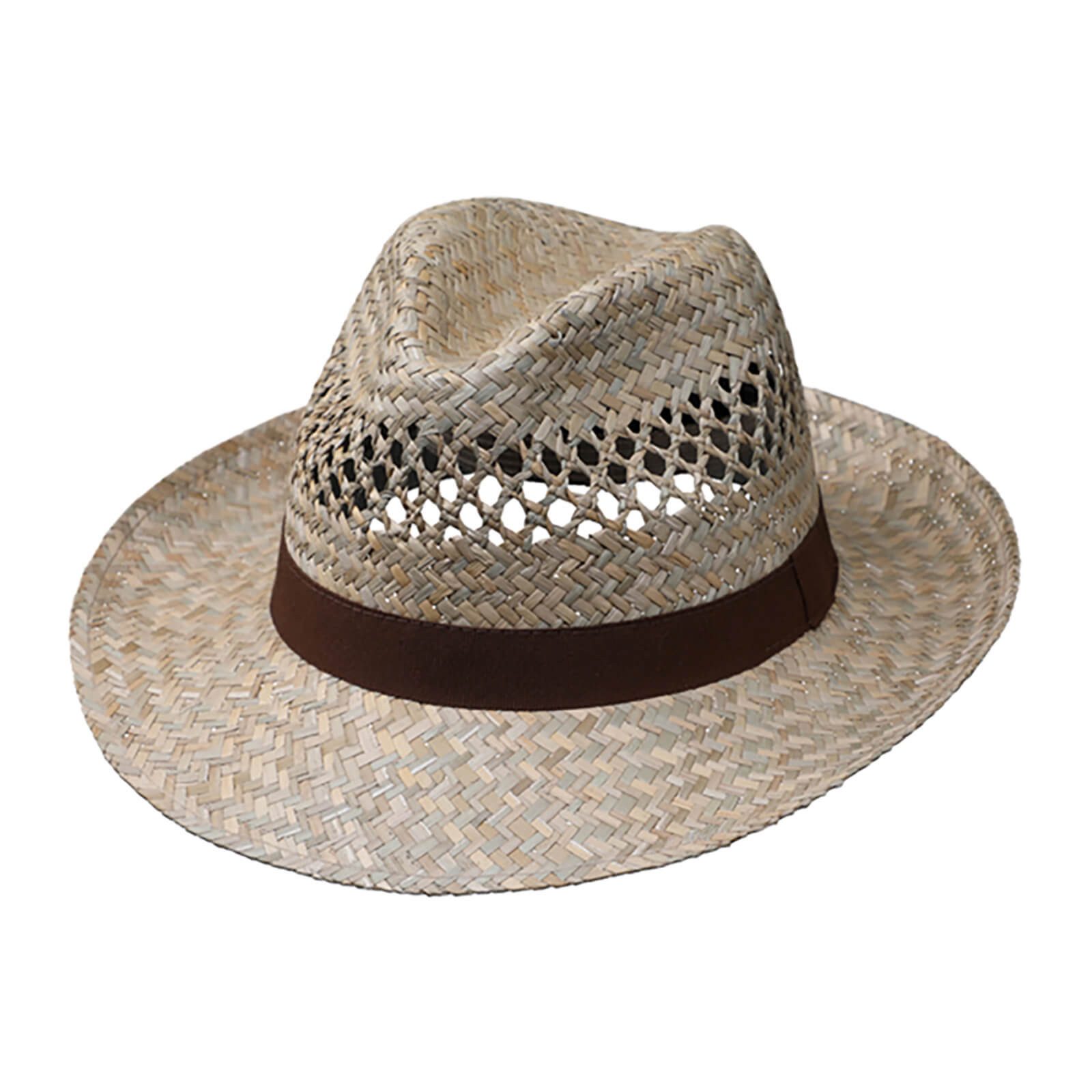 Fiebig Strohhut Strohhut Fedora mit braunem günstig online kaufen