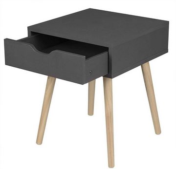 EUGAD Nachttisch (1-St), Beistelltisch mit Schublade, Holzbeine MDF, Grau