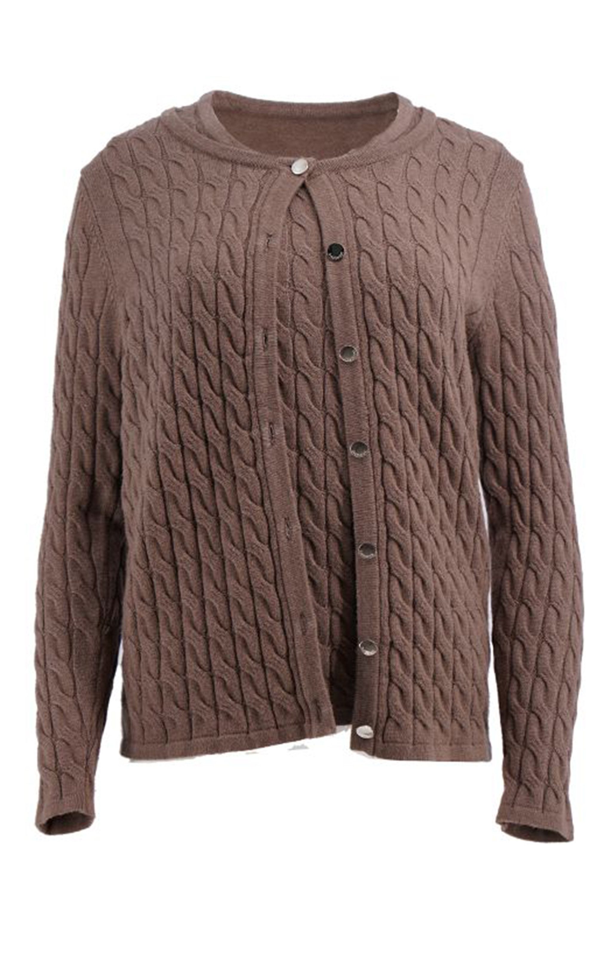 Passioni 2-in-1-Strickjacke Twinset im Zopfstrickmuster günstig online kaufen