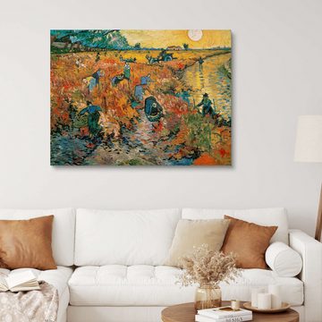 Posterlounge Holzbild Vincent van Gogh, Der rote Weinberg, Wohnzimmer Mediterran Malerei