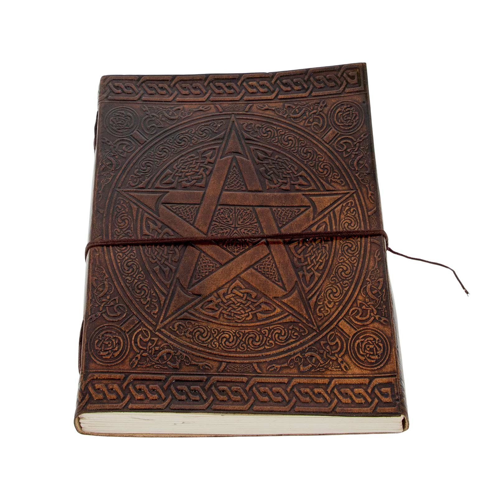 KUNST UND MAGIE Tagebuch Leder Tagebuch handgefertigt-Notizbuch Wicca Pentagramm 25x18cm XL
