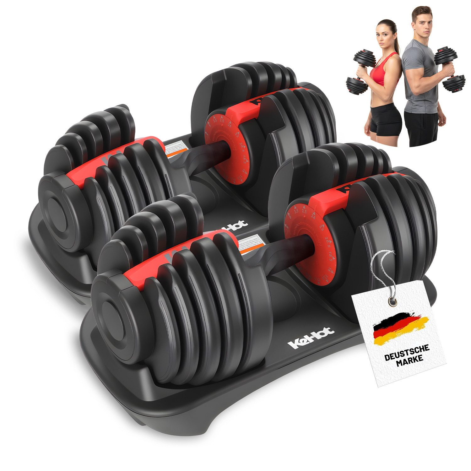 Hantel-Set Verstellbare Kurzhantel 24 kg mit 15 Gewichtsstufen
