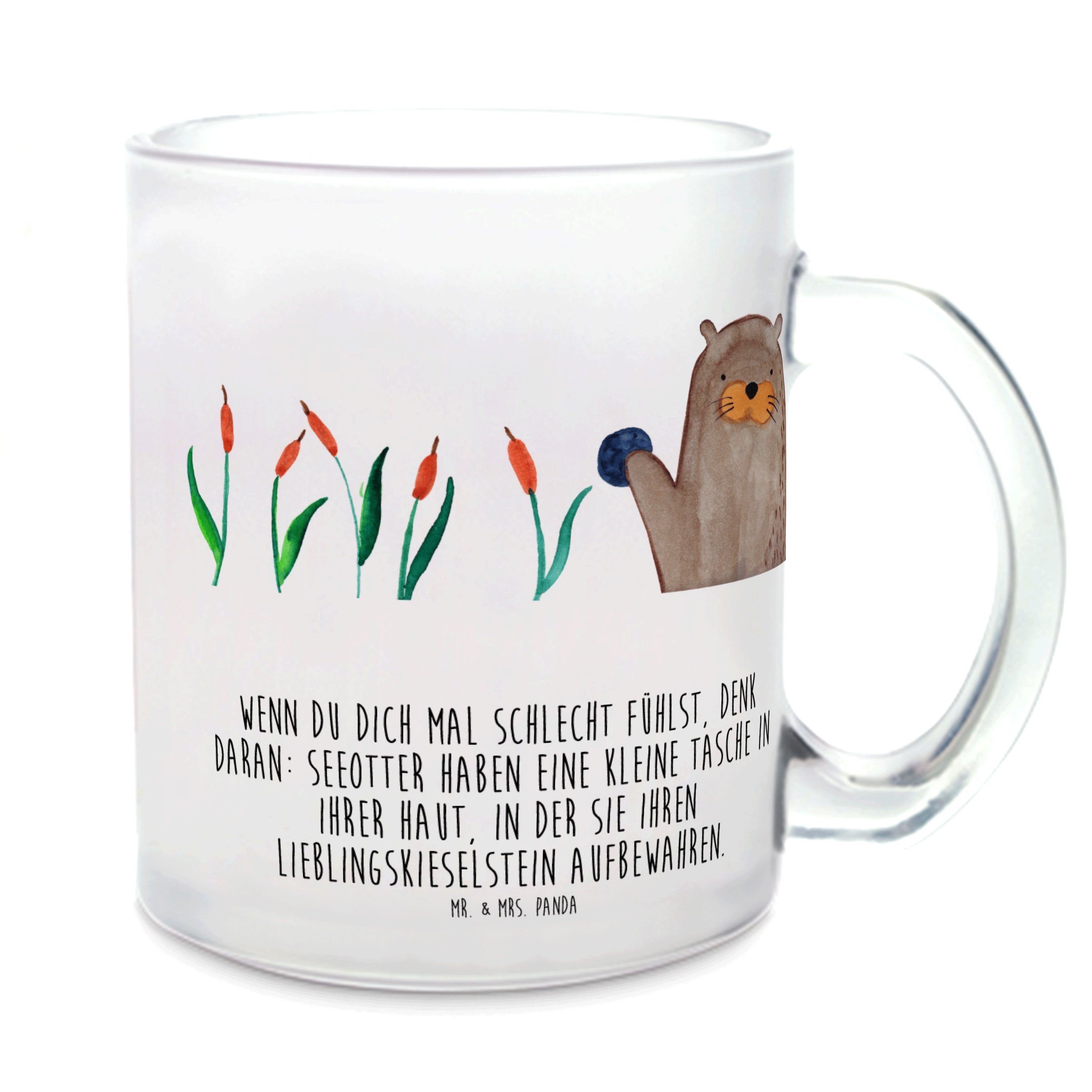 Teeglas Otter Stein - Transparent - Geschenk, Seeotter, Otter Seeotter See Ot