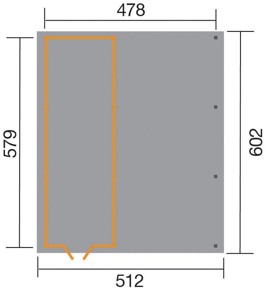 Einzelcarport Gr.3, inkl. cm XXL 607 Geräteraum Einfahrtshöhe, weka 512x602 215 cm, BxT: