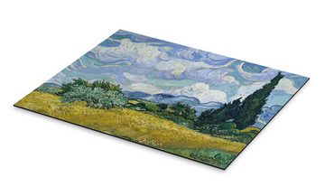 Posterlounge Alu-Dibond-Druck Vincent van Gogh, Weizenfeld mit Zypressen, 1889, Wohnzimmer Mediterran Malerei