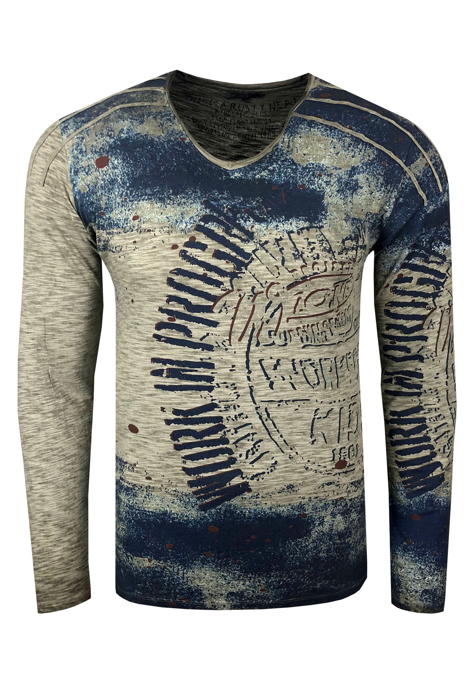 Rusty Neal Langarmshirt mit coolem Allover-Print