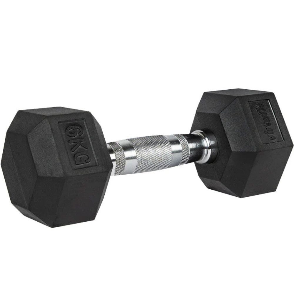 VirtuFit Kompakthantel Hexa Pro - Gummiert - Chromgriff - 6 kg - Stück