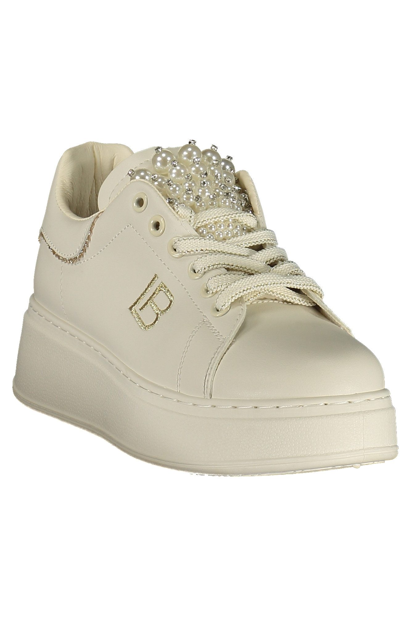 Laura Biagiotti Sneaker Damen-Sportschuh Weiß mit Perlendetails und