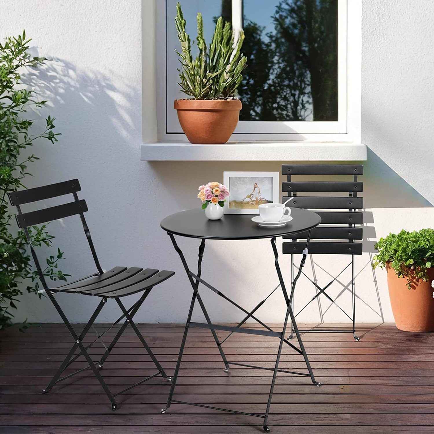 TLGREEN Balkonset Gartenmöbel Bistro Set Metall, günstig online kaufen