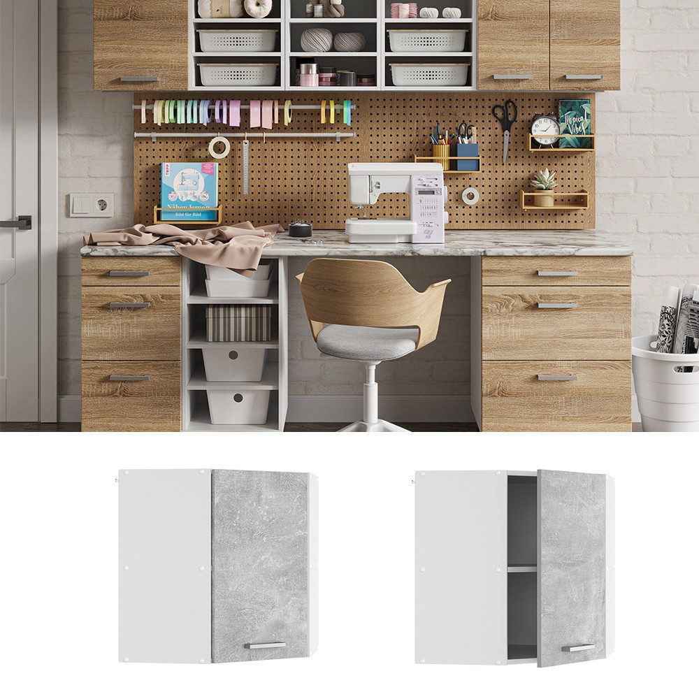 Vicco Schranksystem R-Line, Beton/Weiß, 57 cm günstig online kaufen