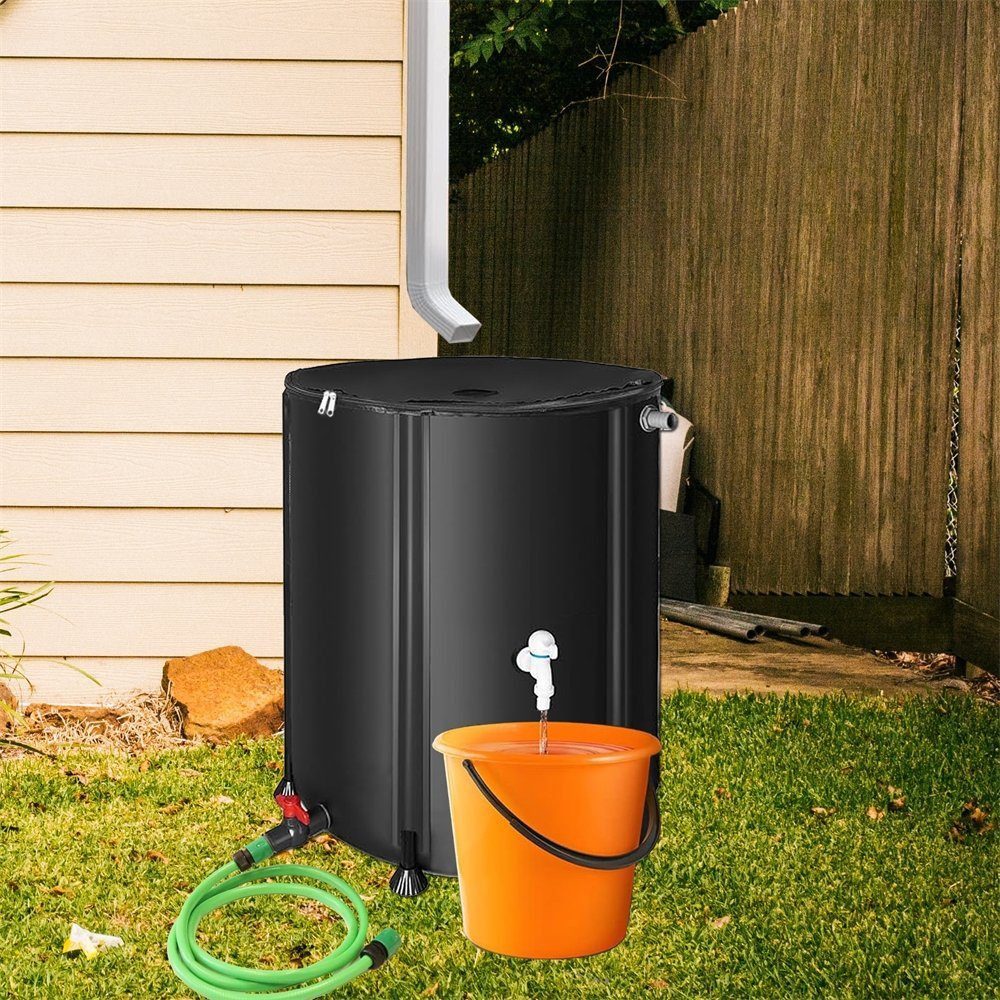 Feel2Home Regentonne 250L Faltbarer Wasserspeicher Regenwasserfass Wassertank Tonne Grün, 250 l, (Stück, 1-tlg., Stück), inkl. 2 Meter Wasserschlauch mit Anschluss