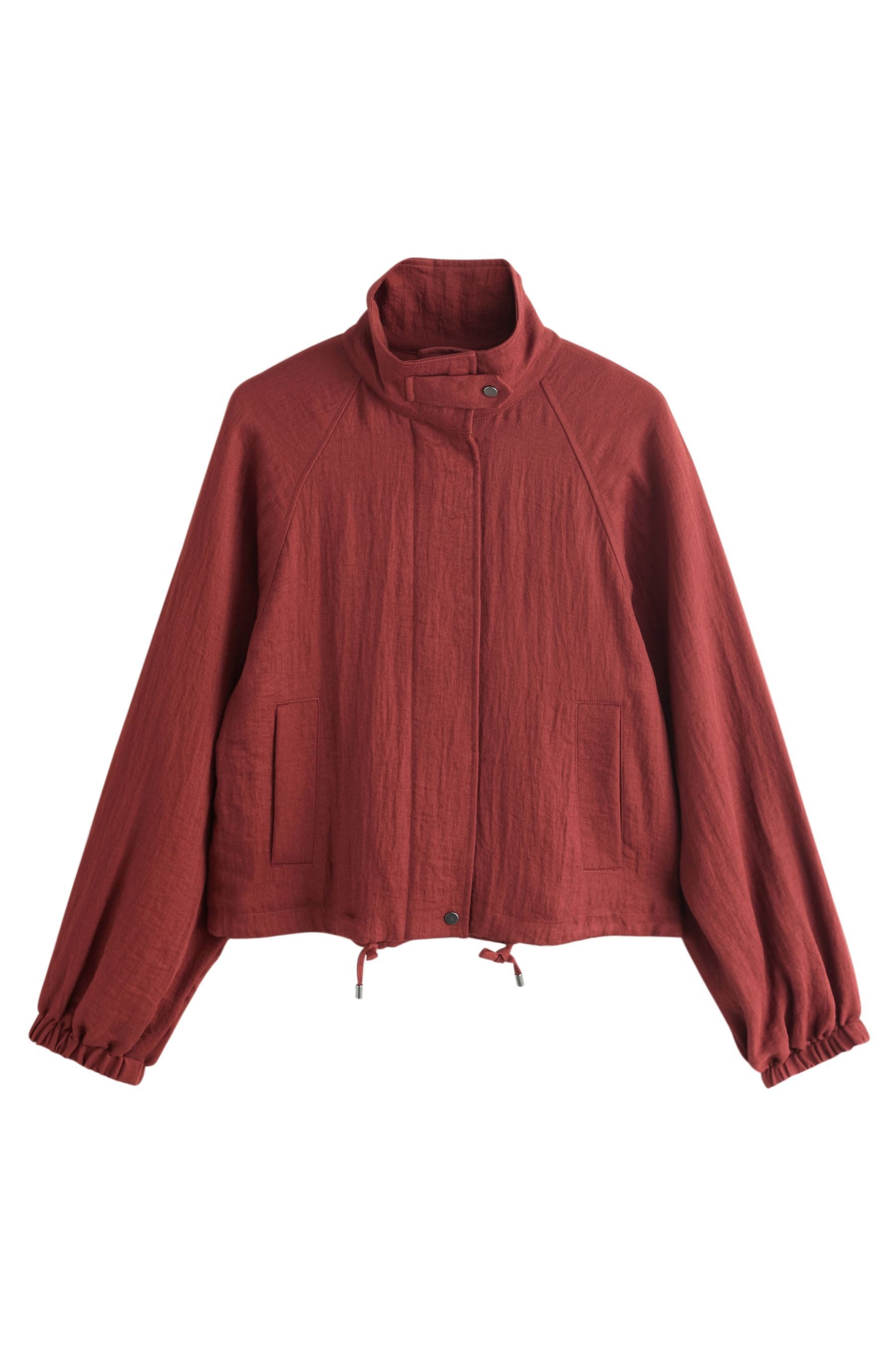 Next Blouson Jacke in Leinenoptik mit Trichterkragen (1-St)