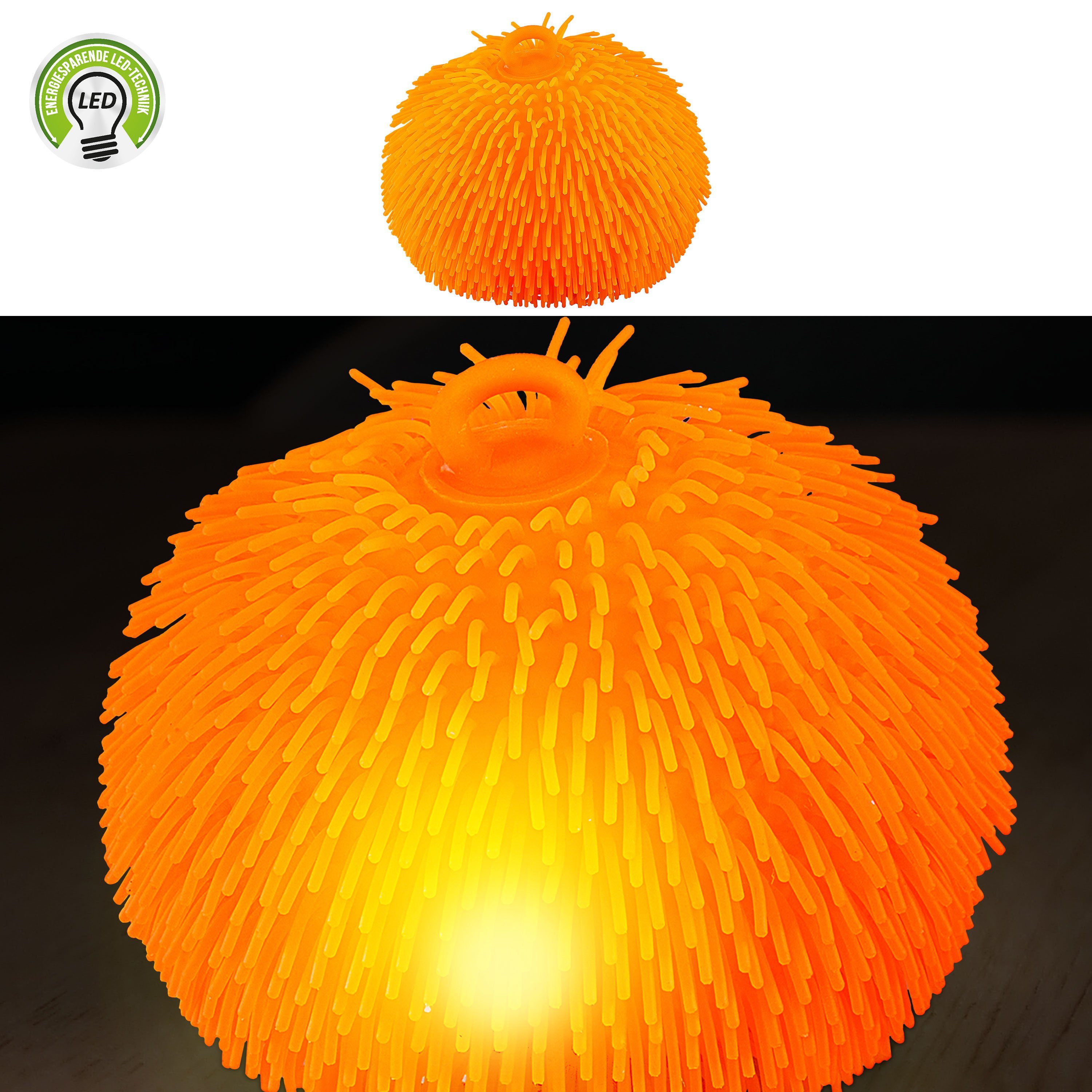 CEPEWA Spielball Quetschball Zottel LED blinkend Ø20cm orange