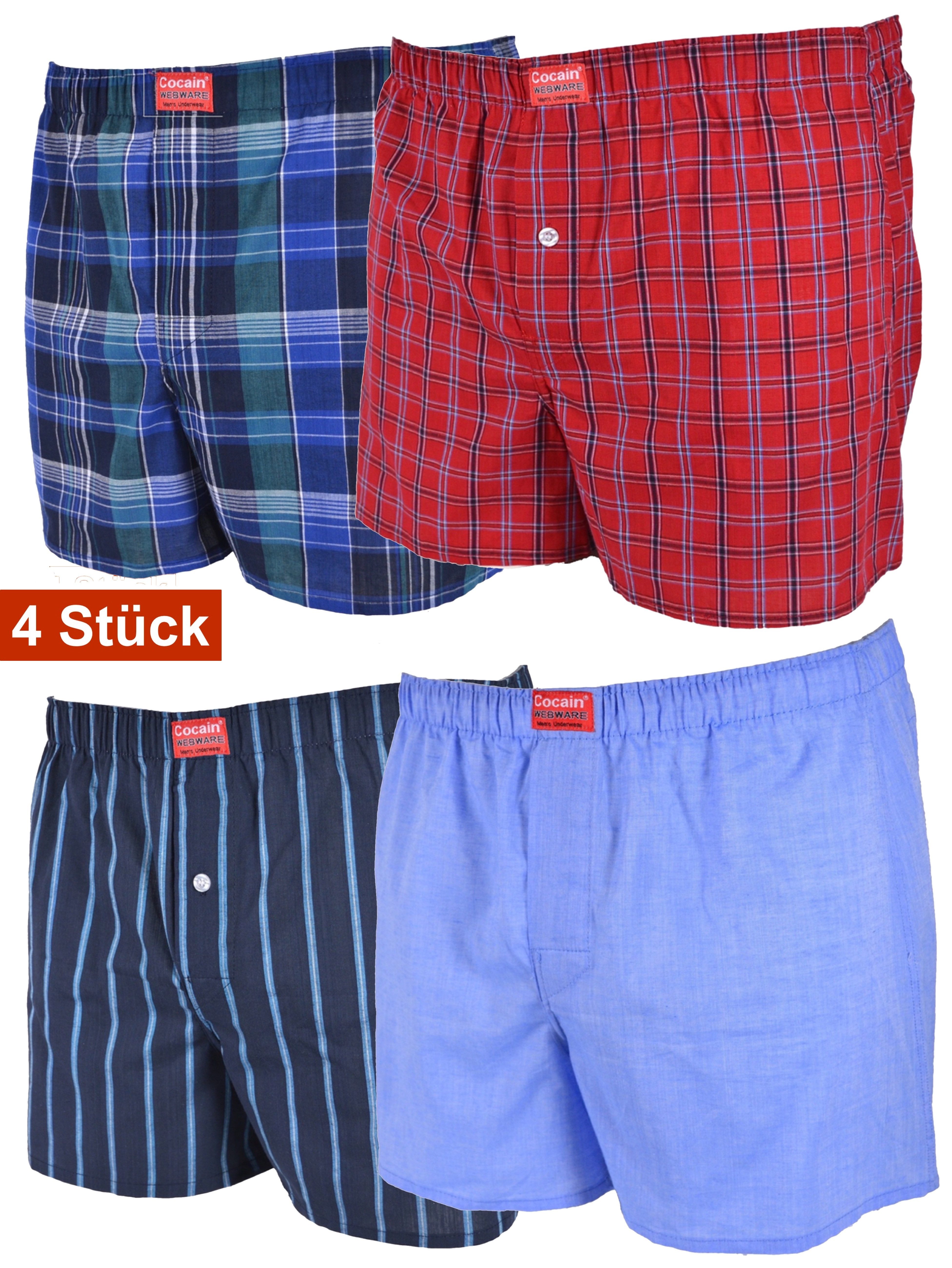 Boxershorts Bunte Boxer locker farbig Boxershort Unterhose kariert reine Baumwolle