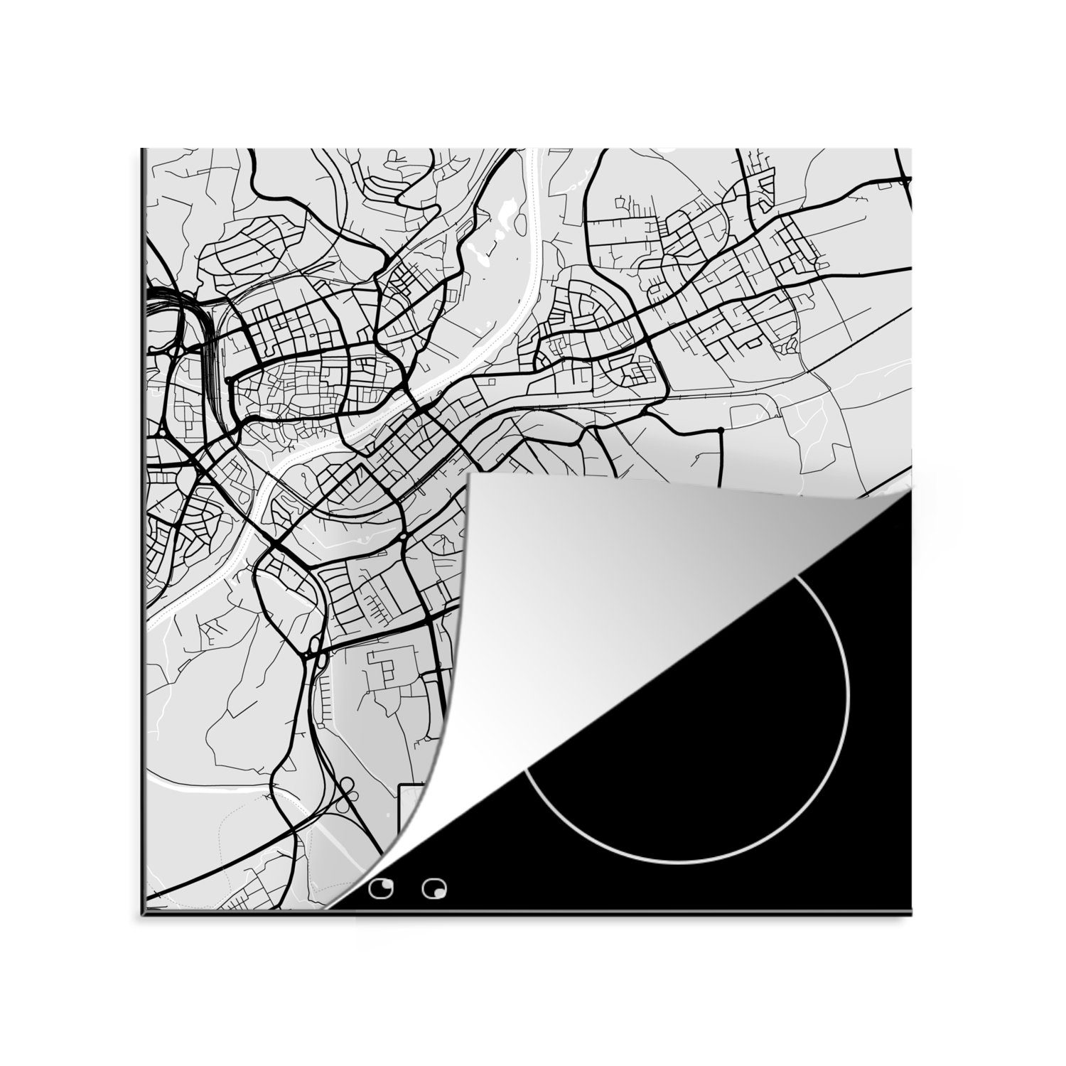 MuchoWow Herdblende-/Abdeckplatte Stadtplan - Neu-Ulm - Deutschland - Karte, Vinyl, (1 tlg), 78x78 cm, Ceranfeldabdeckung, Arbeitsplatte für küche