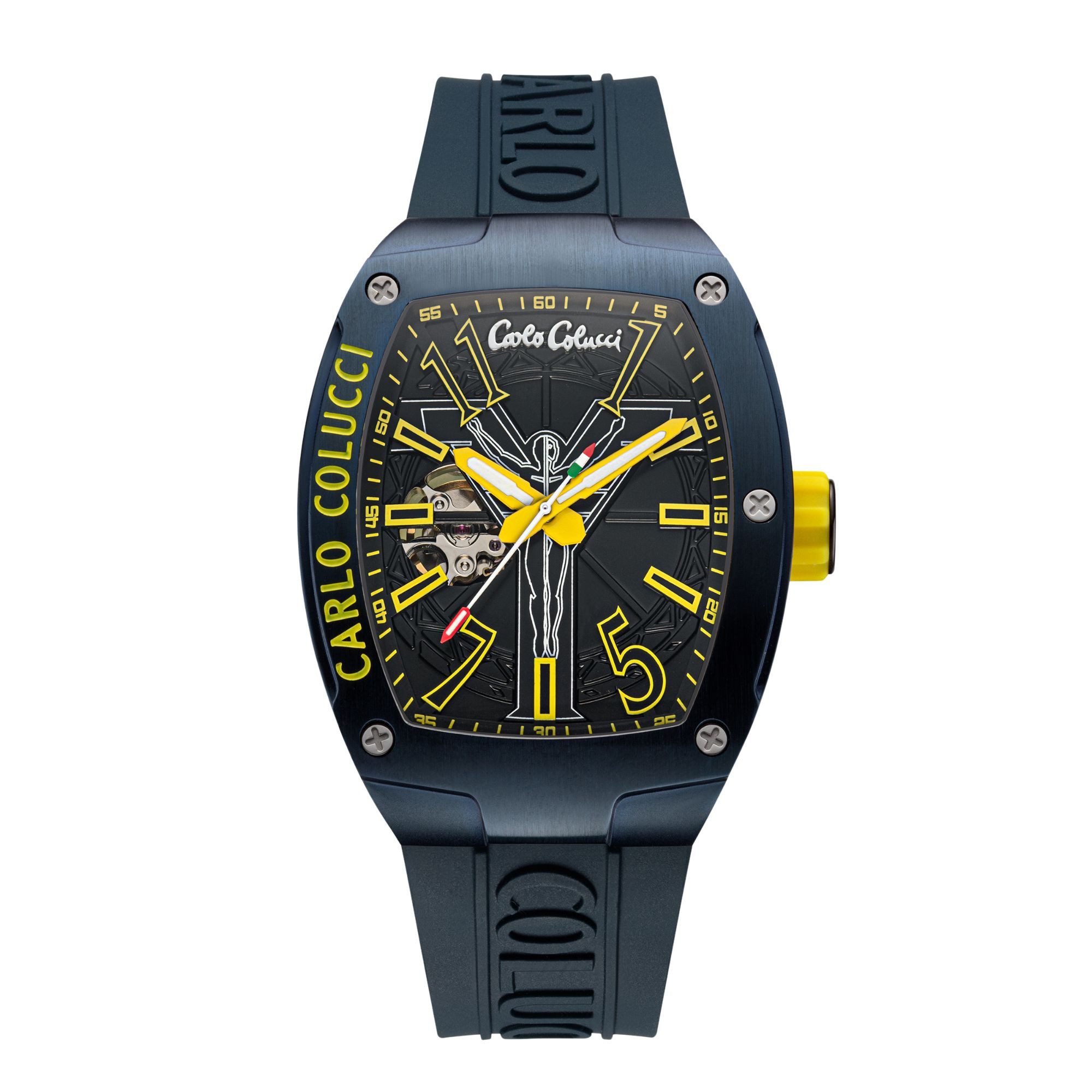 CARLO COLUCCI Automatikuhr CC100-1, Armbanduhr, Herrenuhr, Mechanische Uhr, Silikonarmband, analog