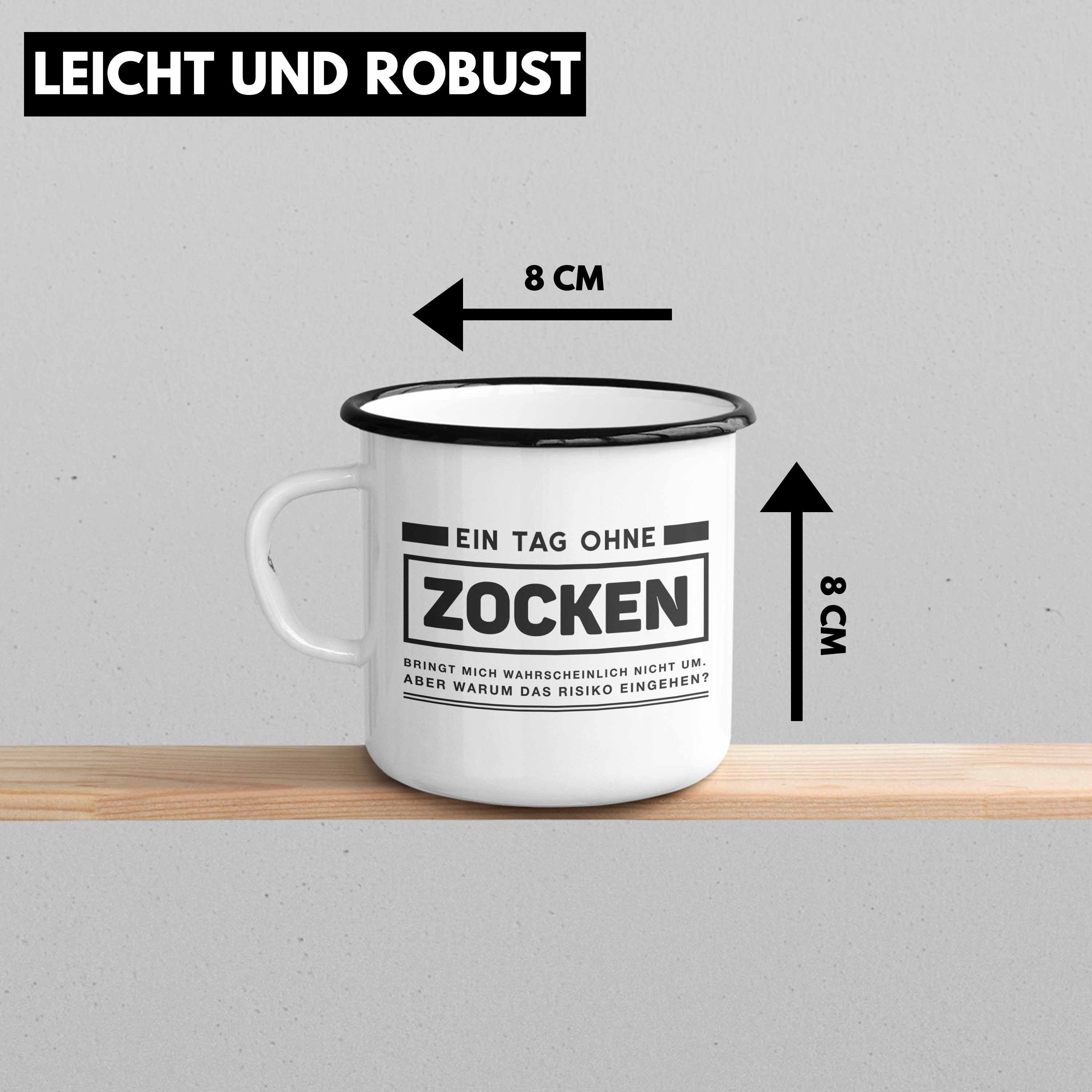 Gamer Tasse Controller Trendation - Zocker Ein Emaille Schwarz Geschenk Jungs Zocken Thermotasse Geschenk Tag Tassen Gaming - Jungen - Spruch Emaille Trendation