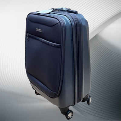 NEWCOM Handgepäckkoffer 20 Zoll Weichschalenkoffer für Flugzeug mit Frontzugangsfach, 4 Rollen, mit Laptoptasche, Erweiterbar, TSA Schloss, Grau