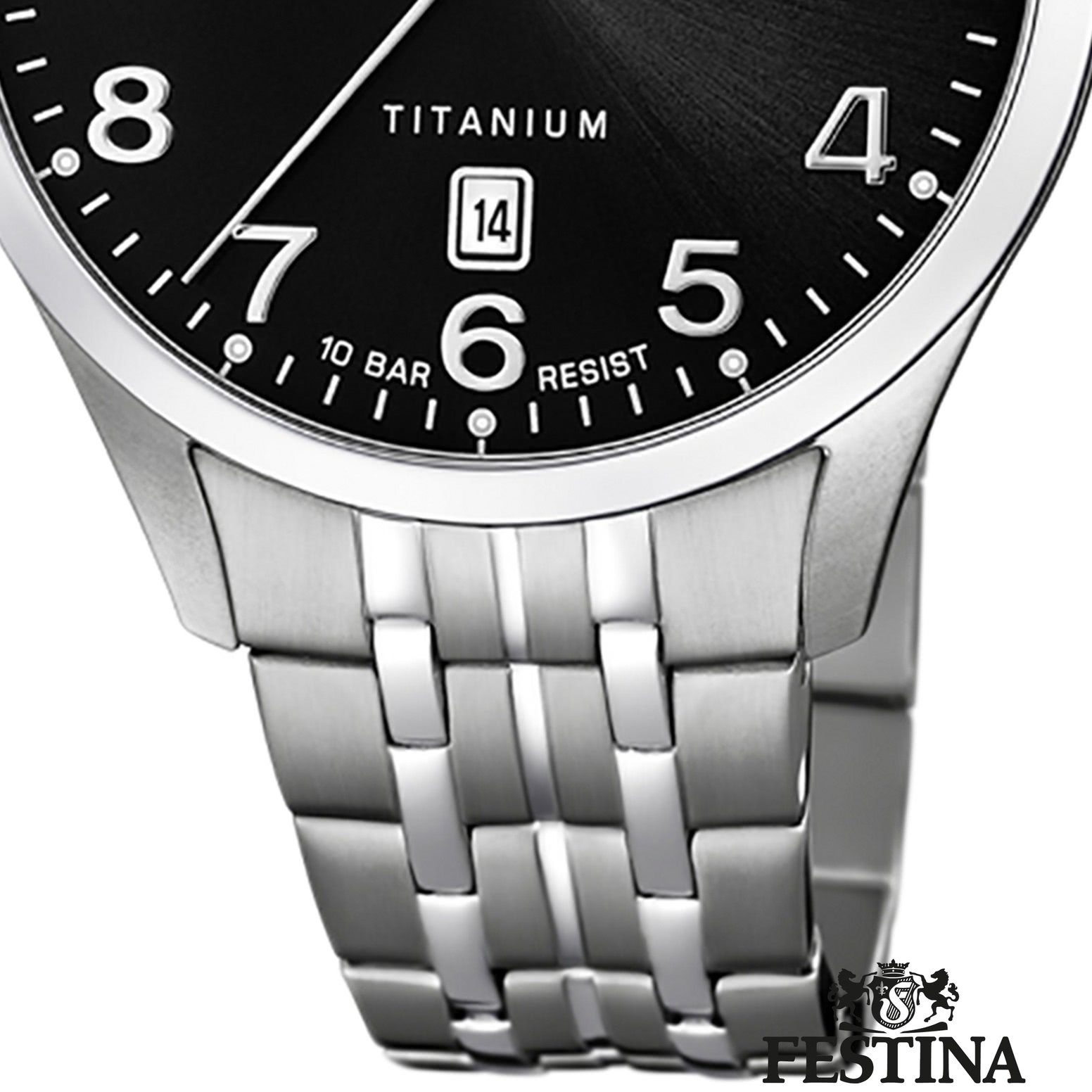 silber Festina F20466/3 Uhr Herren Titanarmband Armbanduhr Elegant, Festina Herren rund, Quarzuhr