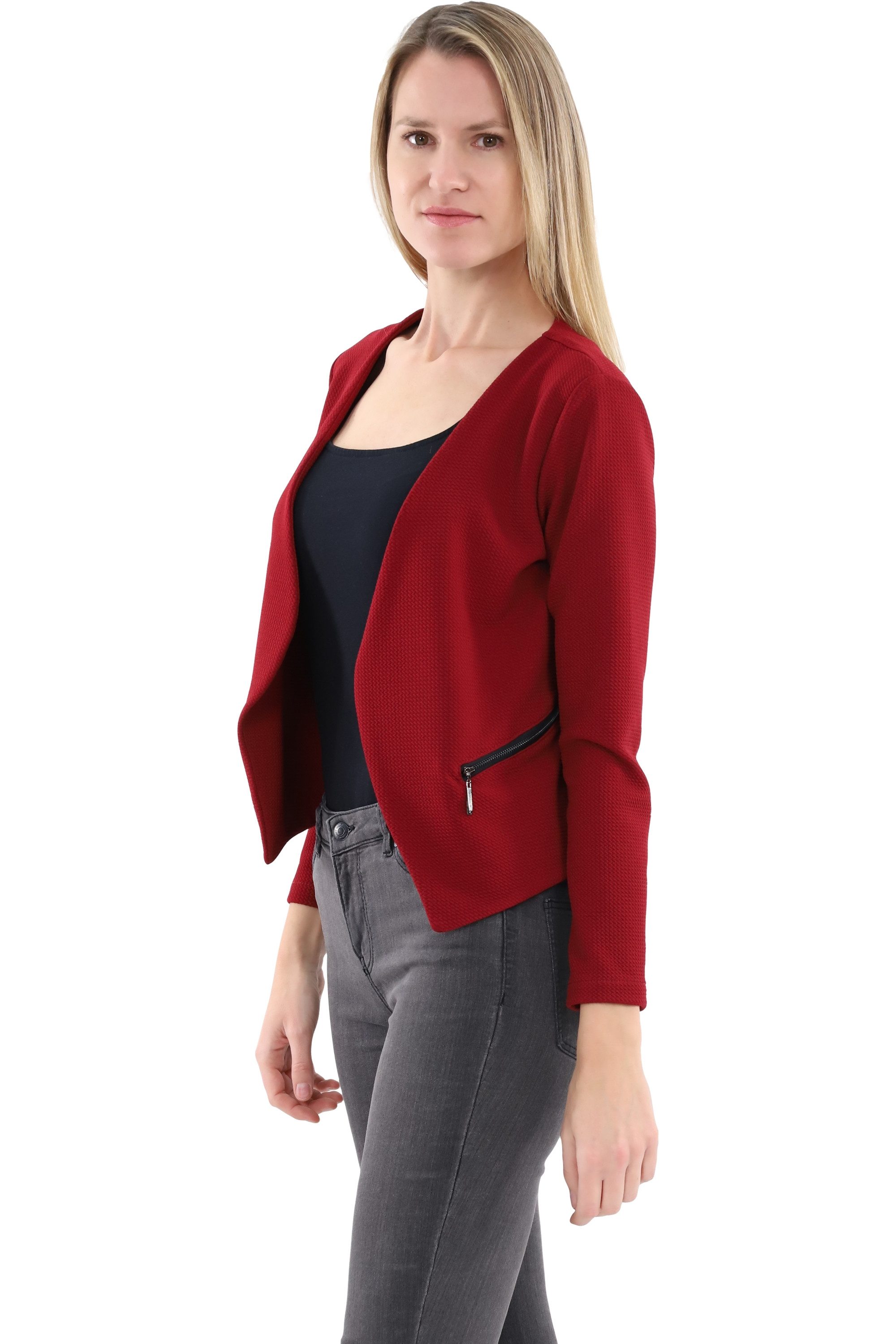 malito more than fashion Jackenblazer malito Damen Blazer ohne Kragen, Sakko im Basic Look, Kurzjacke mit Sweatblazer im Basic-Look