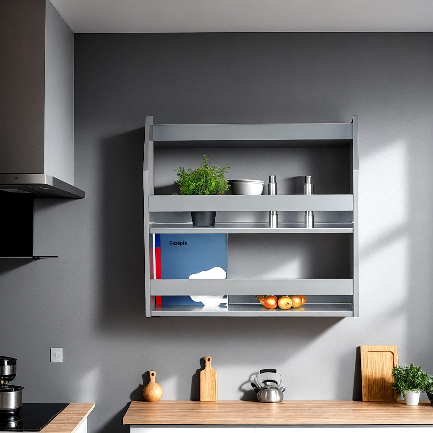 Homestyle4u Wandregal Regal Hängeregal Bücherregal Holzregal Holz Grau Bad günstig online kaufen