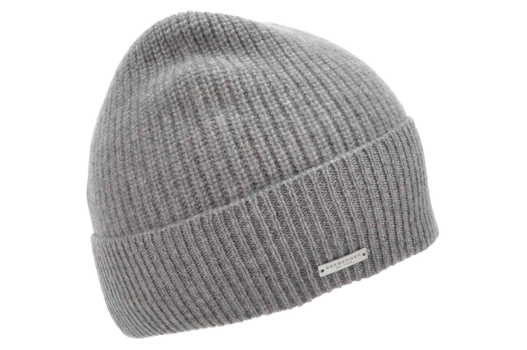 Seeberger Strickmütze Cashmere Beanie mit Aufschlag in Rippen-Muster 18300-2