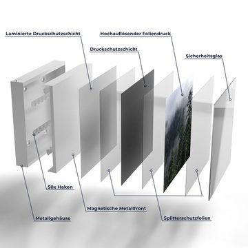 DEQORI Schlüsselkasten 'Tannenspitzen im Nebel', Glas Schlüsselbox modern magnetisch beschreibbar