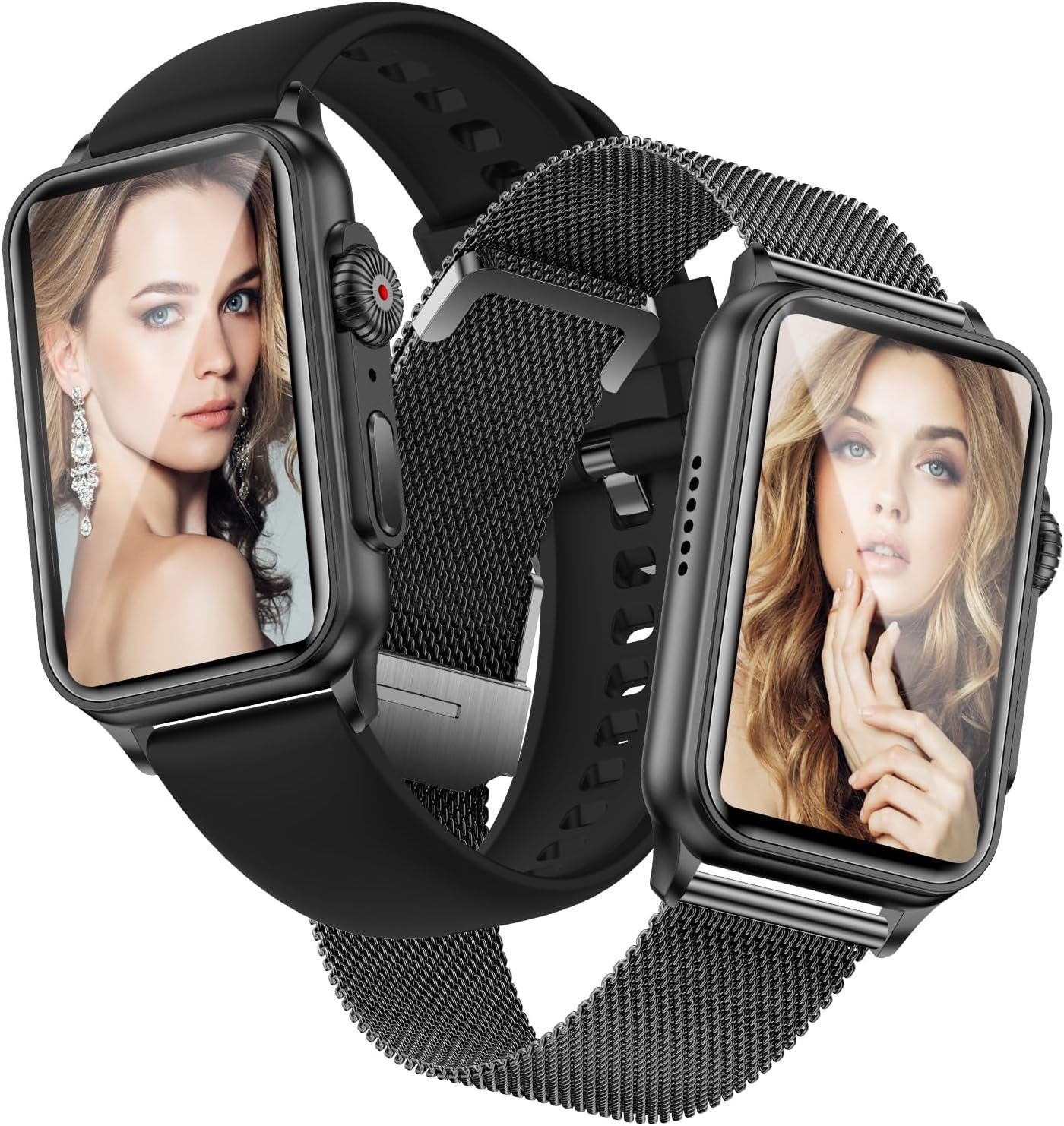 Ruopoem Smartwatch (1,57 Zoll, Android iOS), Damen mit Telefonfunktion Fitness Tracker Sportuhr mit 130 Sportmodi