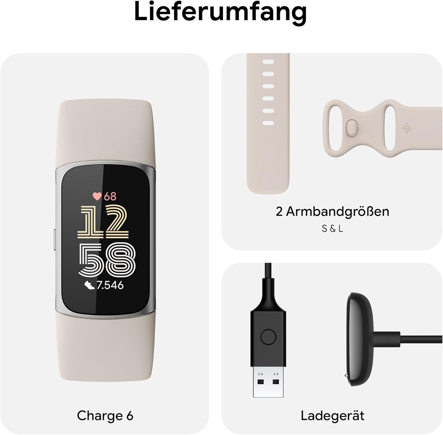 fitbit Fitness-Tracker Charge 6, Fitness Tracker, EKG-Messung, GPS, OLED, wasserdicht