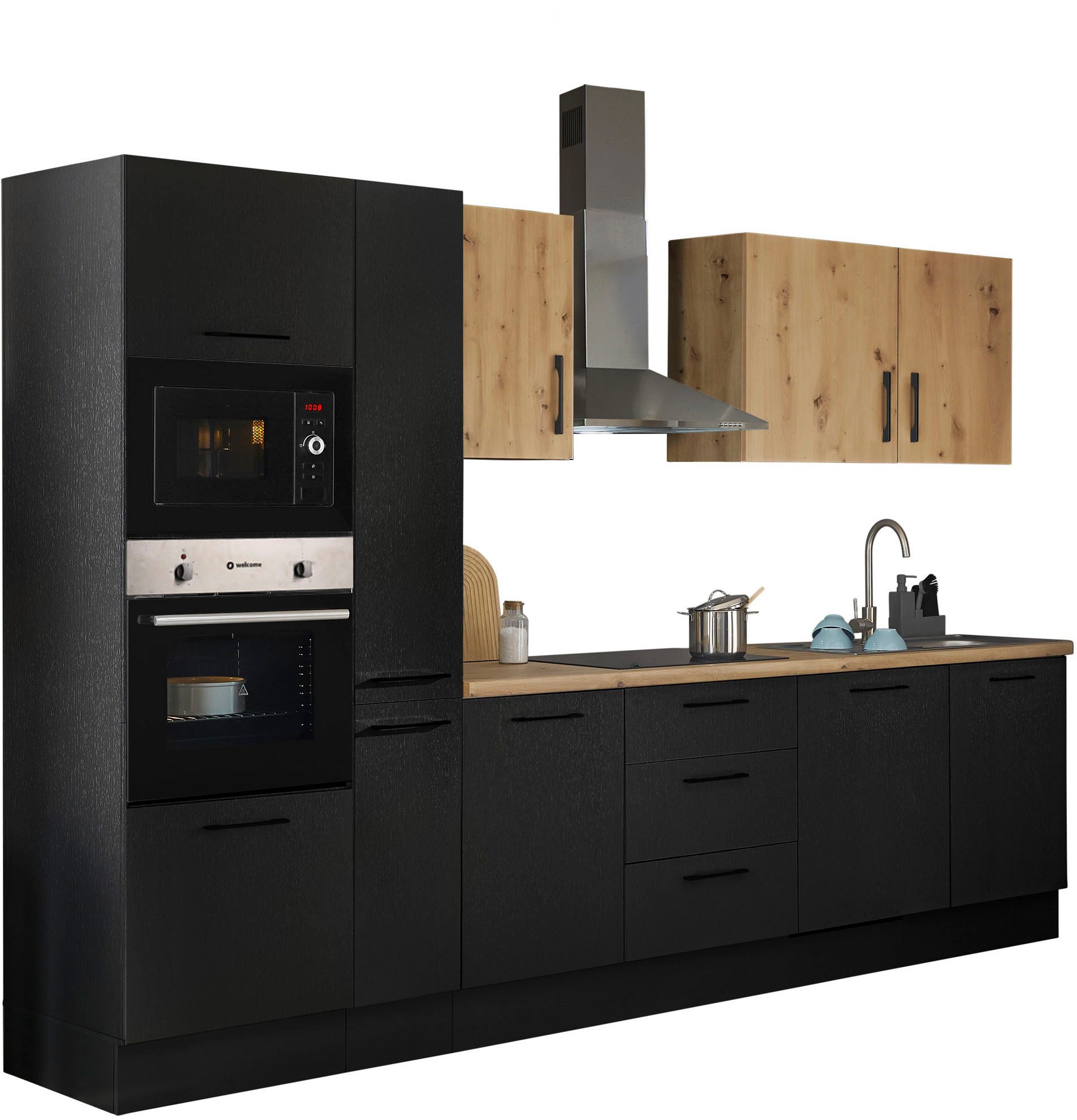 BASIC by Balculina Küchenzeile Turin, Breite 310 cm, wahlweise mit E-Geräten