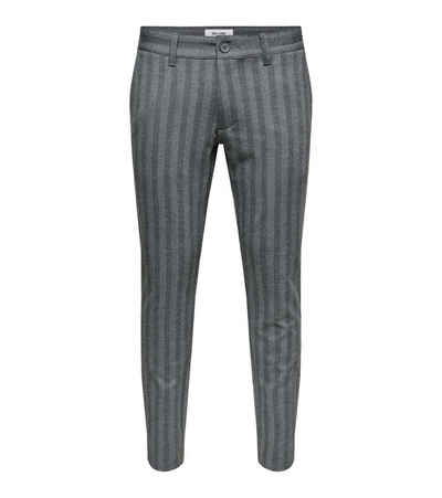 ONLY & SONS Stoffhose »ONLY & SONS Herren Chino-Hose Stoff-Hose Mark Kamp Tap Pant Business-Hose Grau«