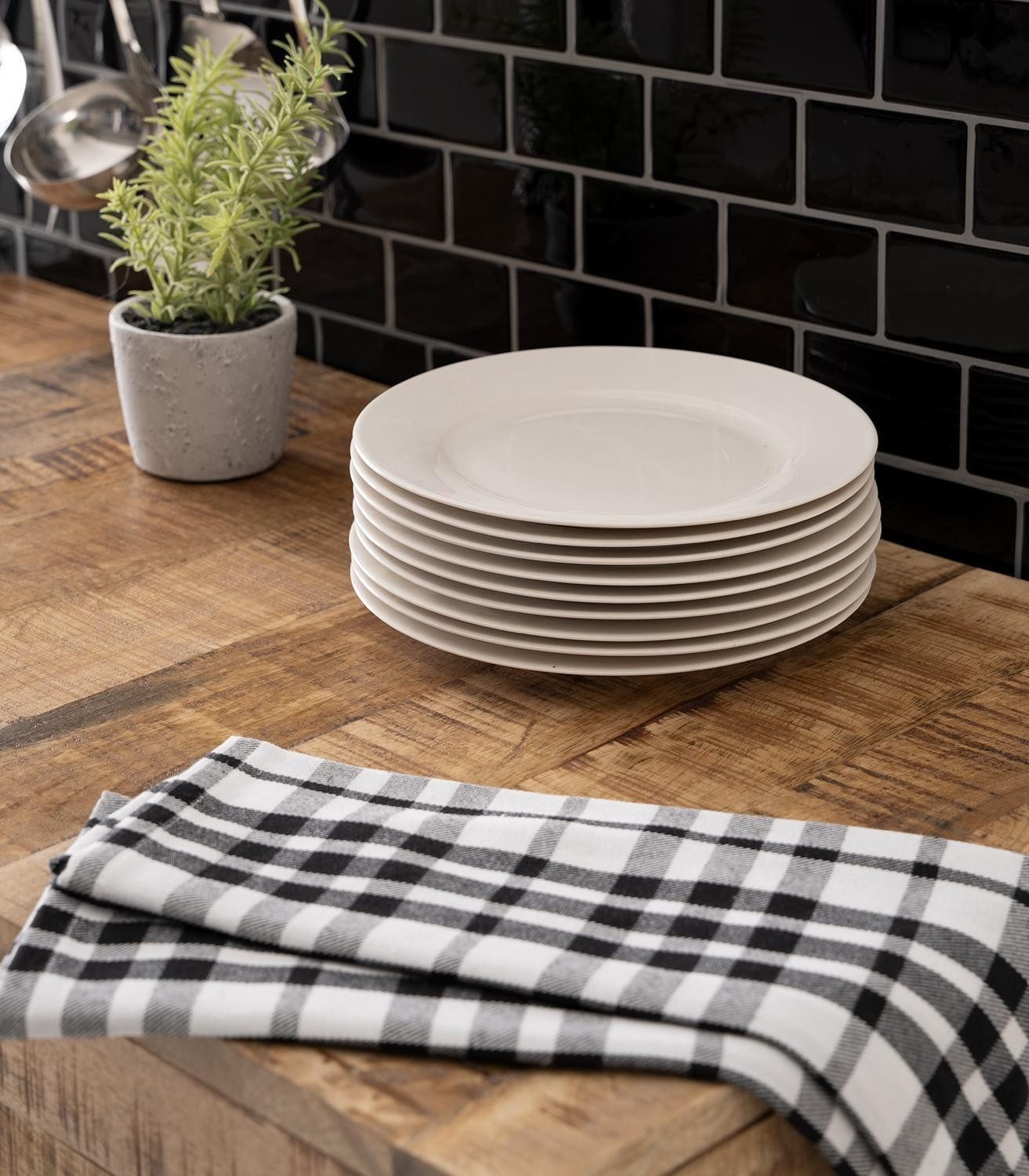 Home4You Dessertteller, 8er Set, Ø 20 cm, Porzellan, Weiß, spülmaschinefest