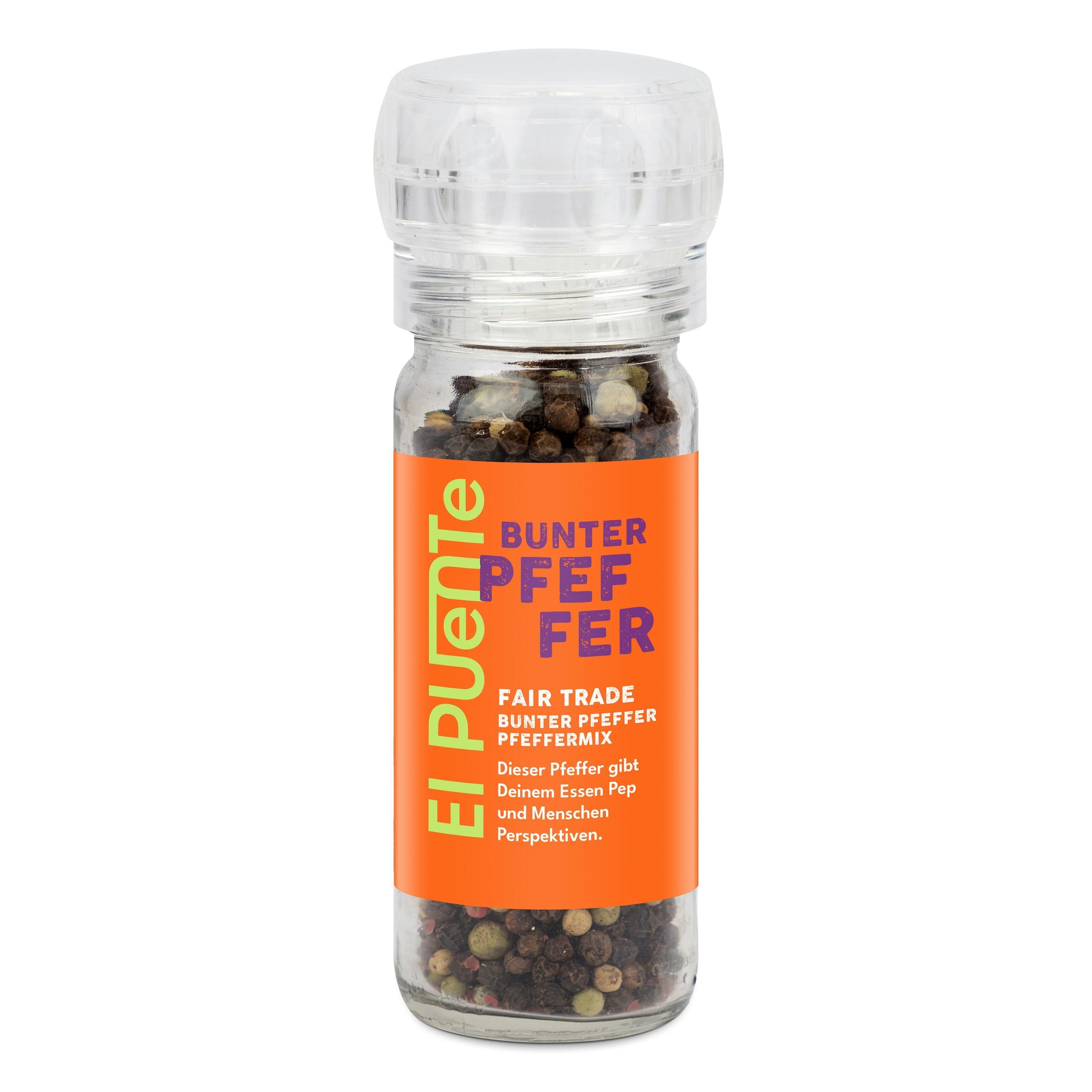 Gewürz Bunter Pfeffer in der Mühle Pfeffermix, Fair Trade, Vegan