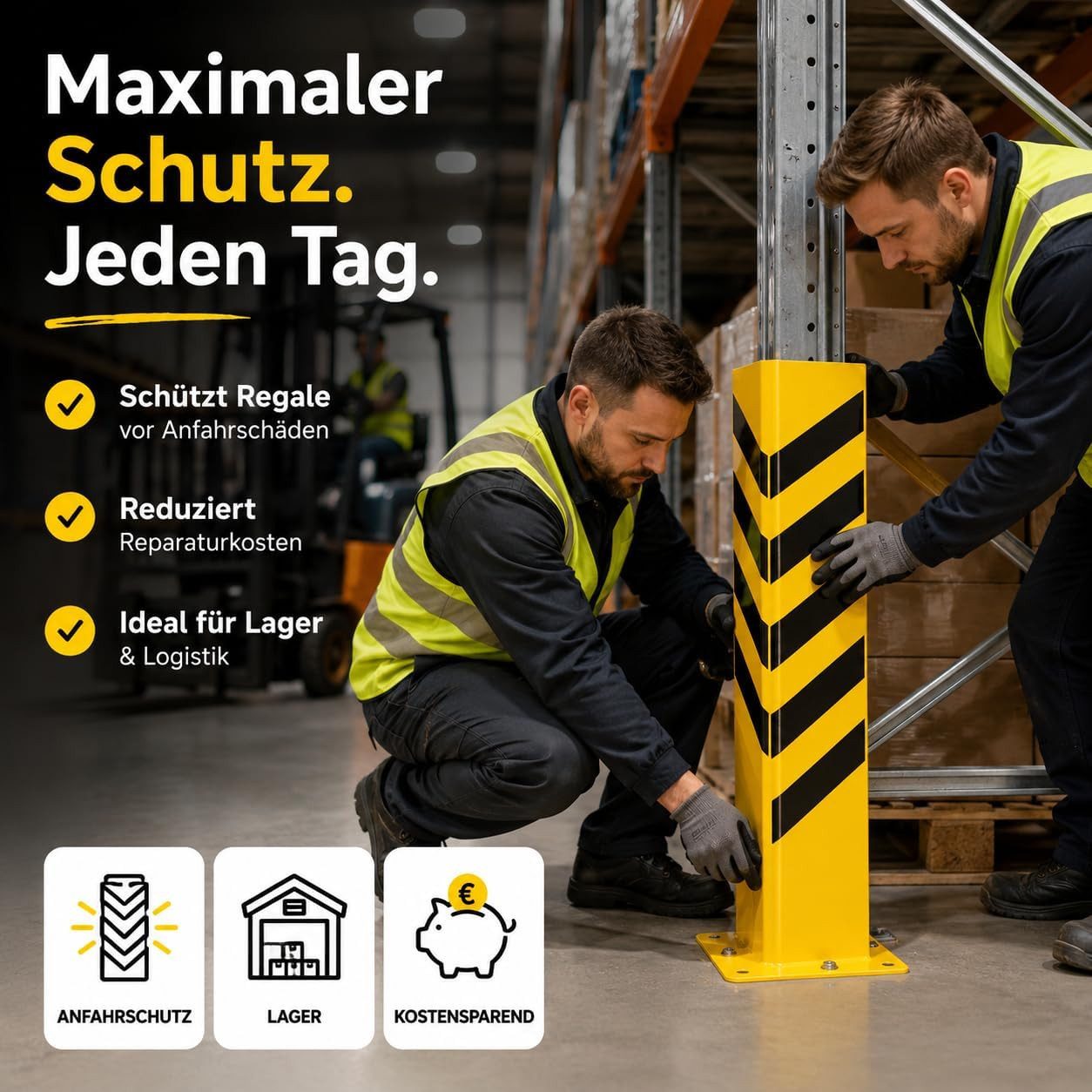 toolmate® Schutzpolster Lagerschutz Eckschutz Stahl – Rammschutz für Regale Winkel