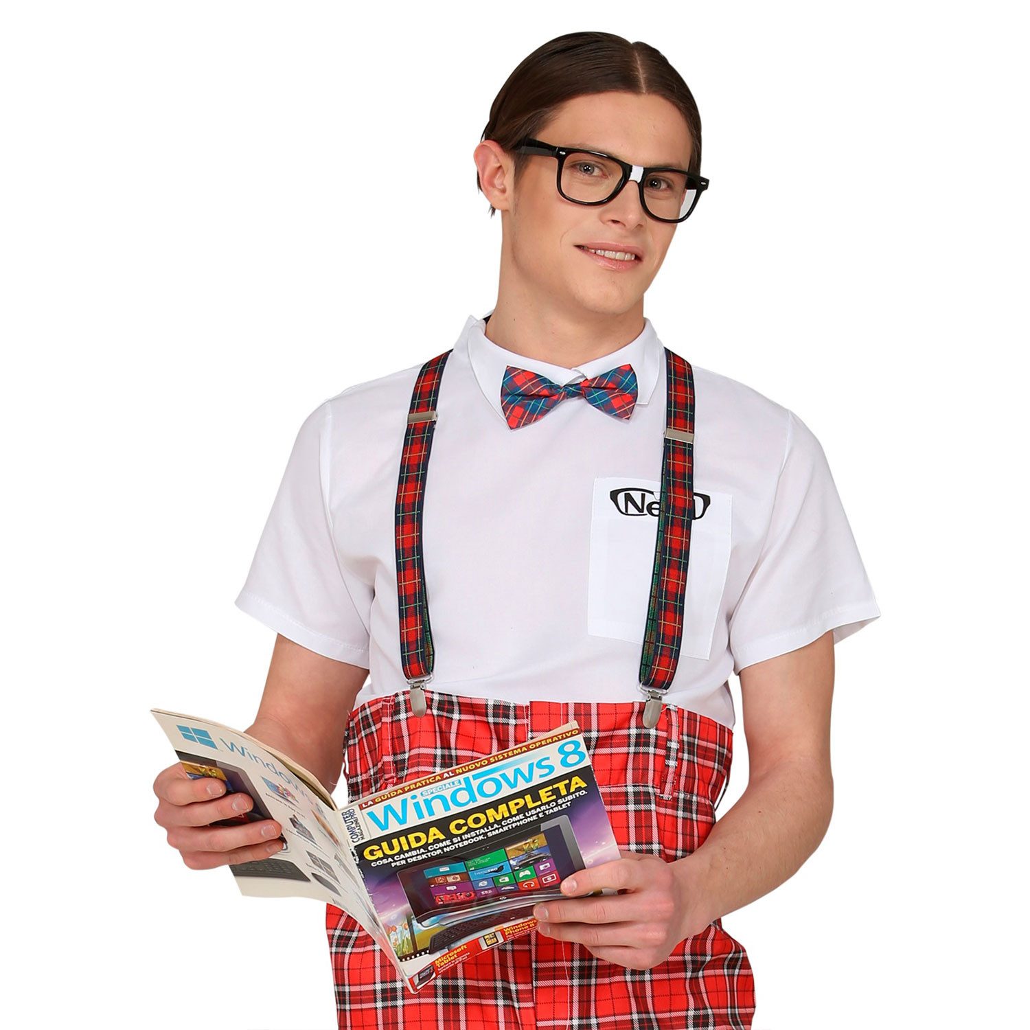 Widmann S.r.l. Kostüm 'Nerd' Kostüm-Set 3-tlg., Mehrfarbig - Brille, Ho